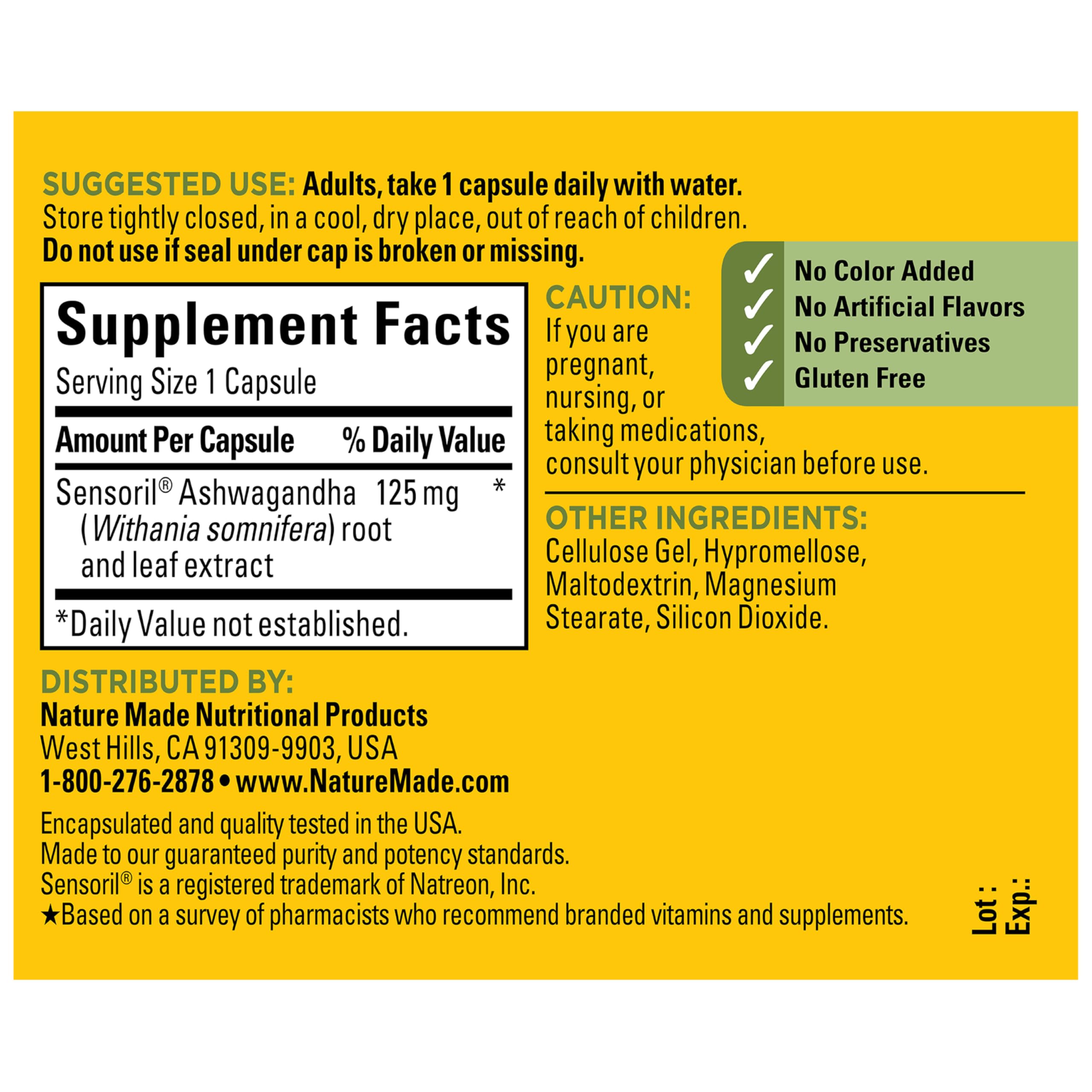 Nature Made Ashwagandha Capsules 125mg for Stress Support, Ashwagandha Supplements, 60 Capsules, 60 Day Supply Nature MadeBuy Supplements Australia