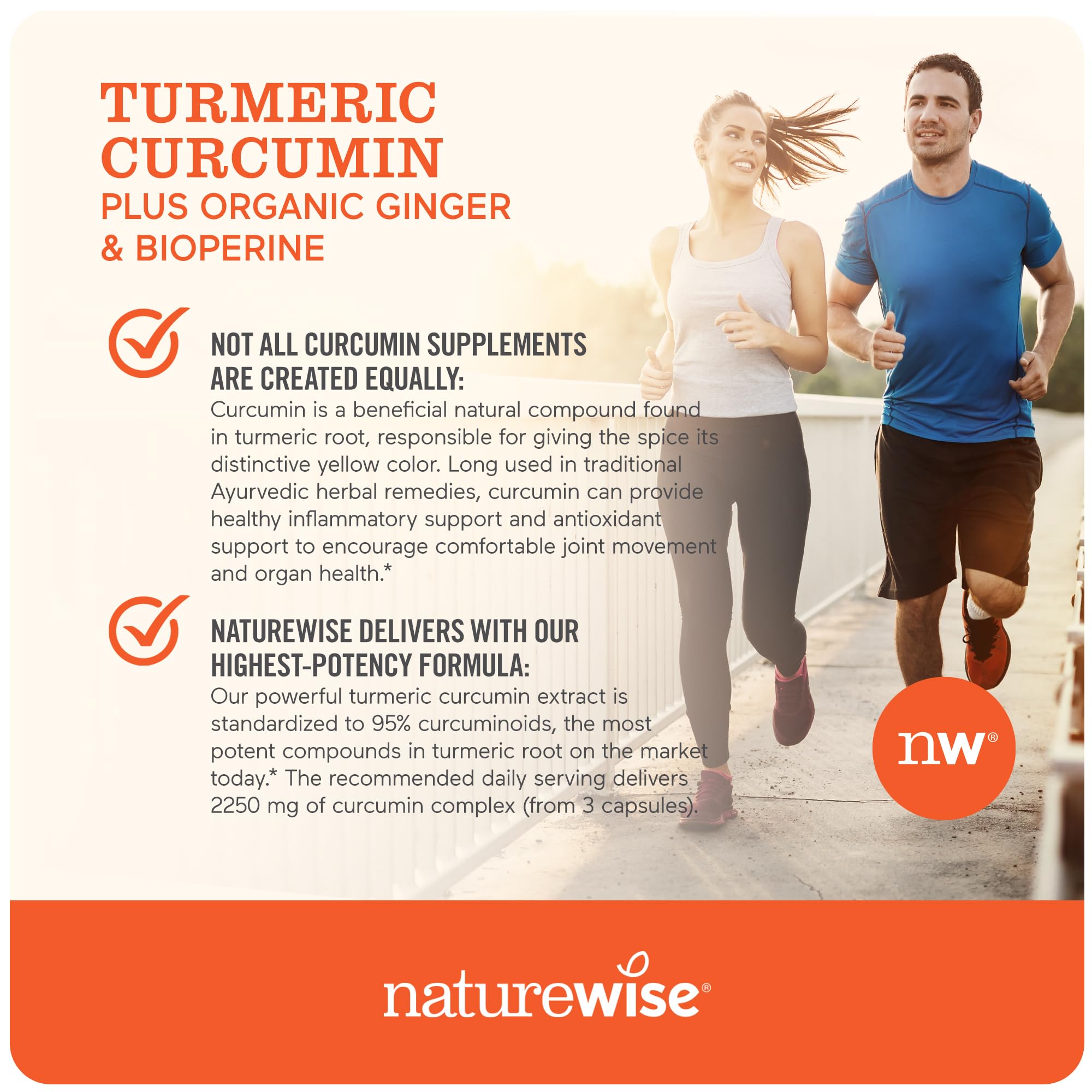 NatureWise Curcumin Turmeric 2250mg | 95% Curcuminoids & BioPerine Black Pepper NatureWiseBuy Supplements Australia