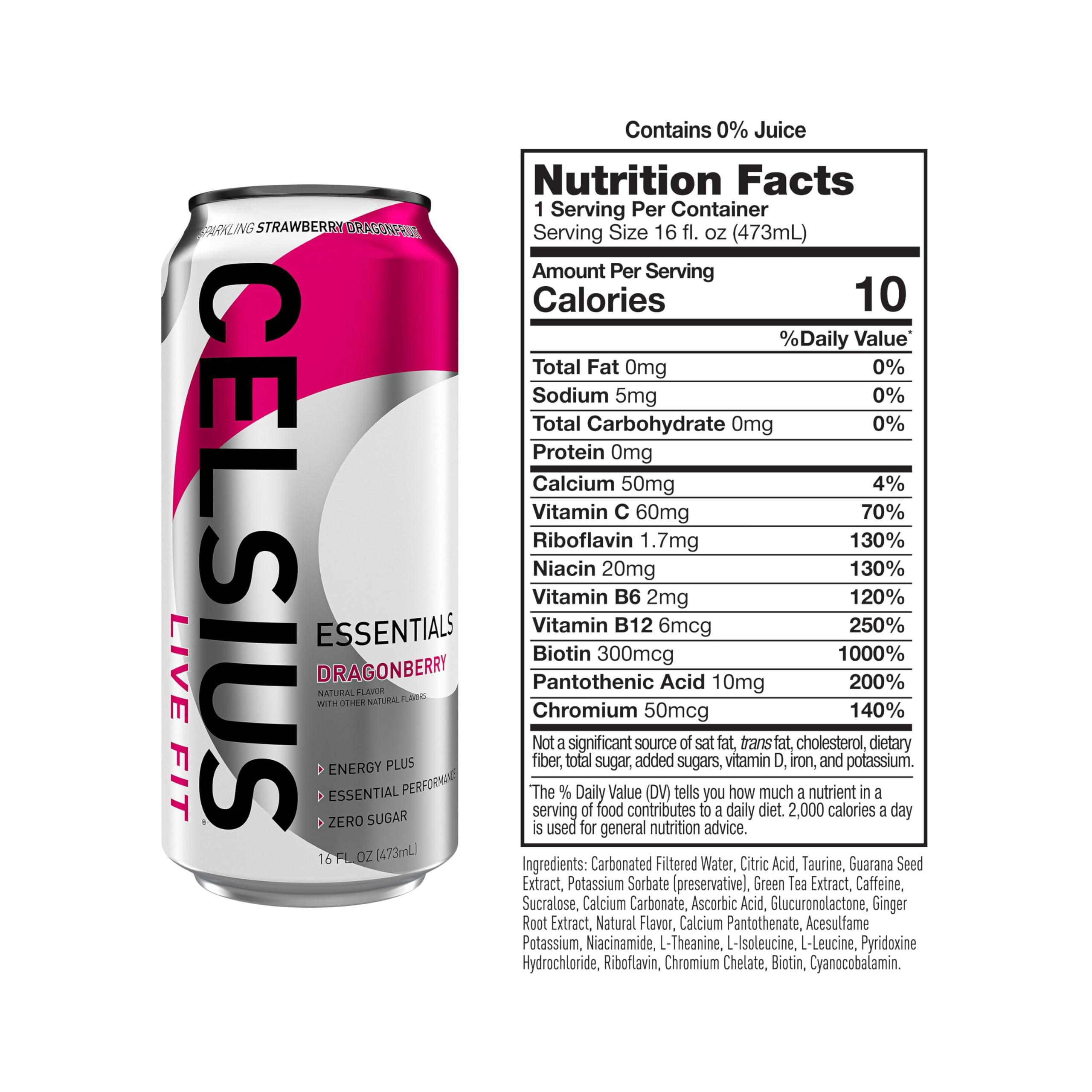 CELSIUS ESSENTIALS, Sparkling Dragonberry, Performance Energy Drink 16 Fl Oz CELSIUSBuy Supplements Australia