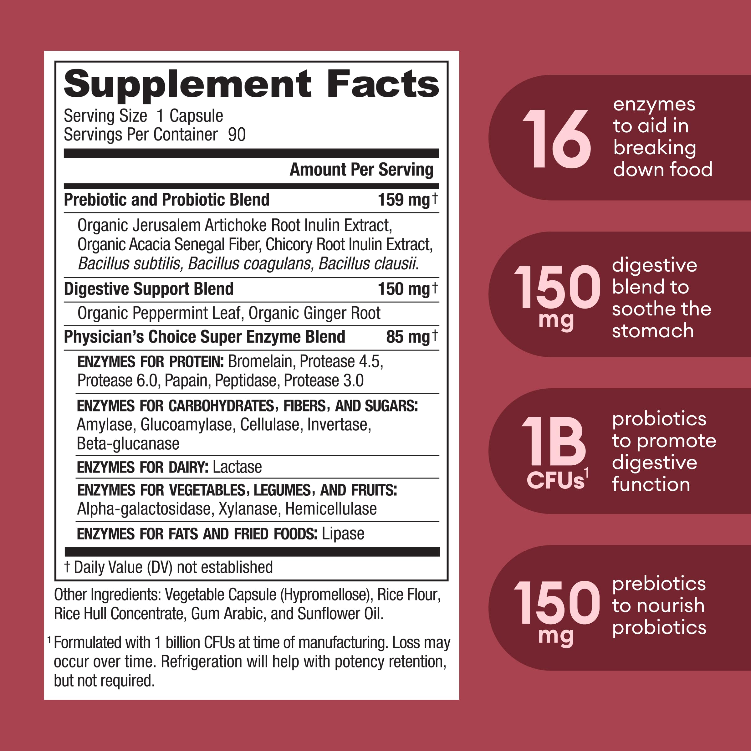 Physician's CHOICE Digestive Enzymes - Multi Enzymes, Organic Prebiotics & Probiotics Physician's CHOICEBuy Supplements Australia