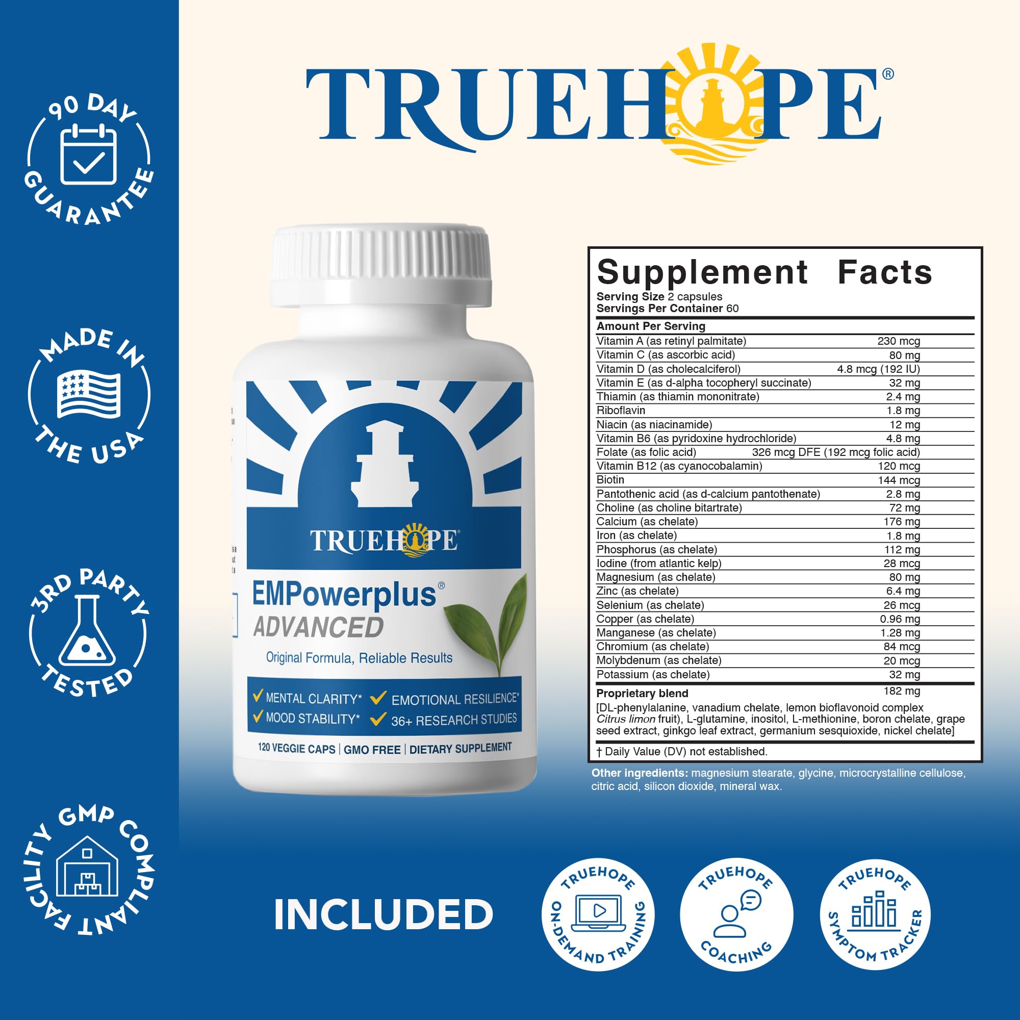 Truehope EMPowerplus Advanced Multivitamin for Women & Men - Broad-Spectrum Multivitamins & Chelated Minerals | 1000% Better Absorption