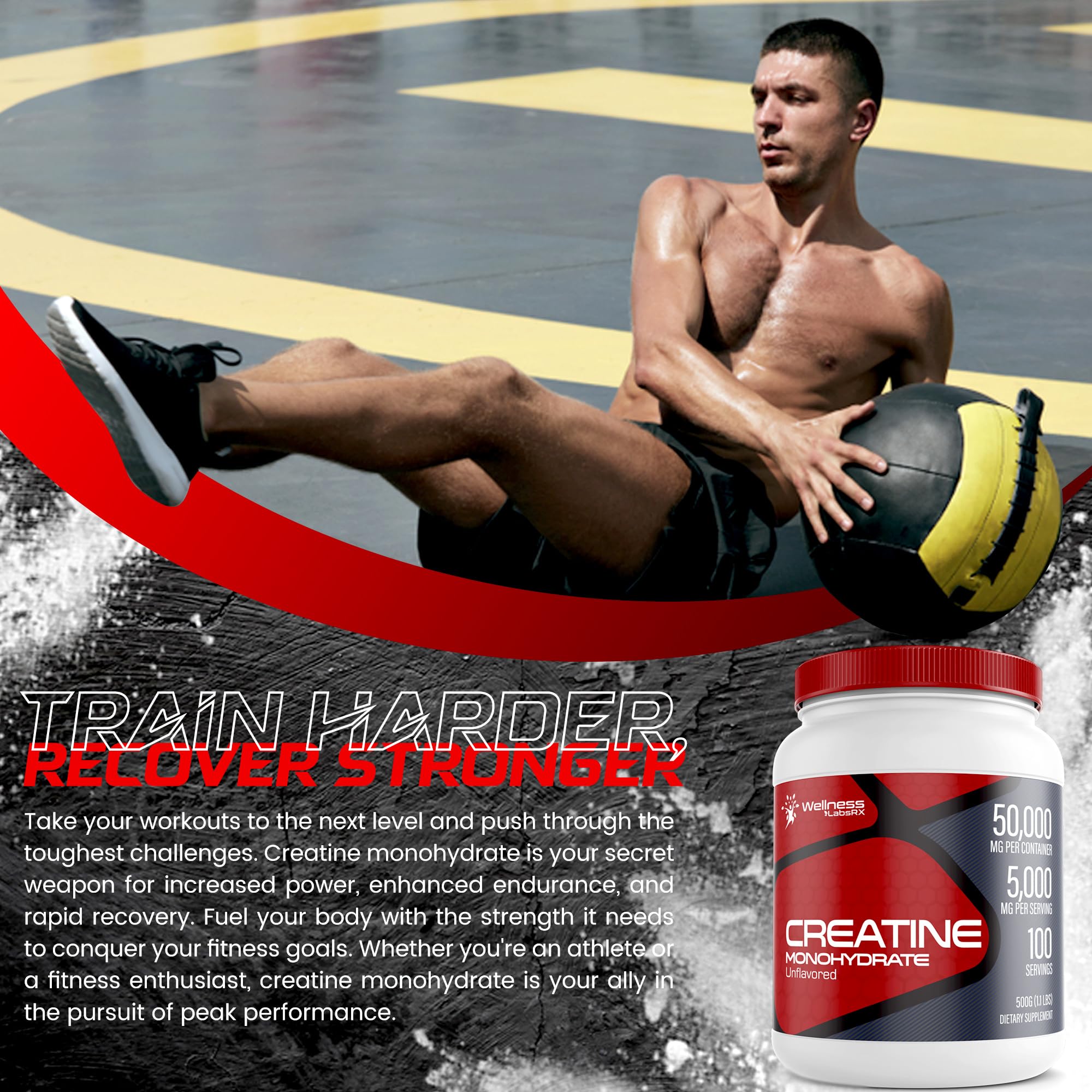 Creatine Monohydrate Powder - 5000mg Micronized for Muscle Growth, Enhanced WELLNESS LABSRXBuy Supplements Australia