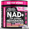 Supplement container for women with pink and black design, featuring 'Clean Nutra' brand.
