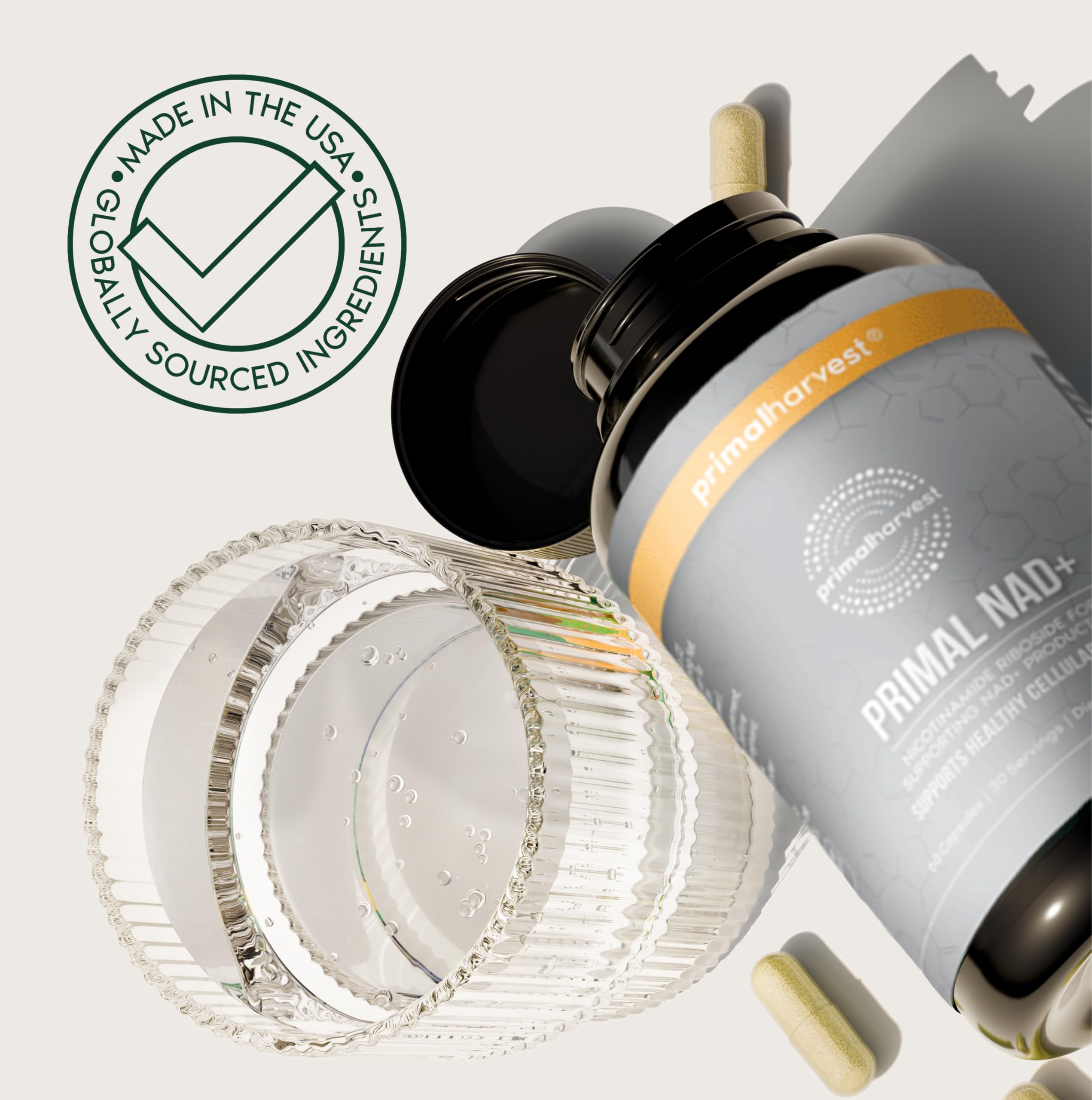 Primal Harvest NAD+ Supplement: Nicotinamide Riboside, Trans-Resveratrol, Betaine, CoQ10, NAD Supplements for Cellular Health, Energy, and Mitochondrial Support (60 Count (1 Pack) Primal HarvestBuy Supplements Australia