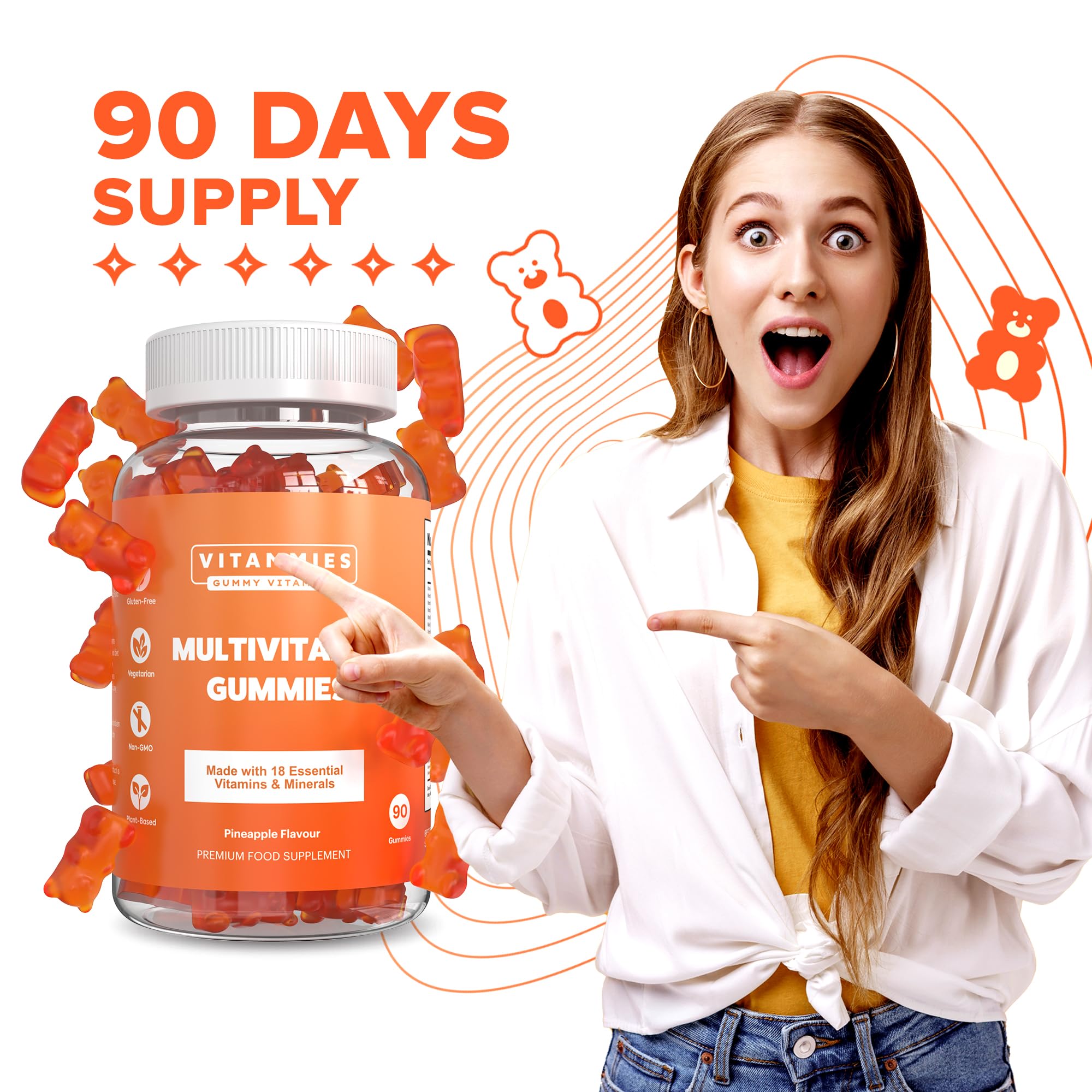 Multivitamin Gummies for Women & Men - 3 Months Supply - 18 Multivitamins & Minerals VitammiesBuy Supplements Australia