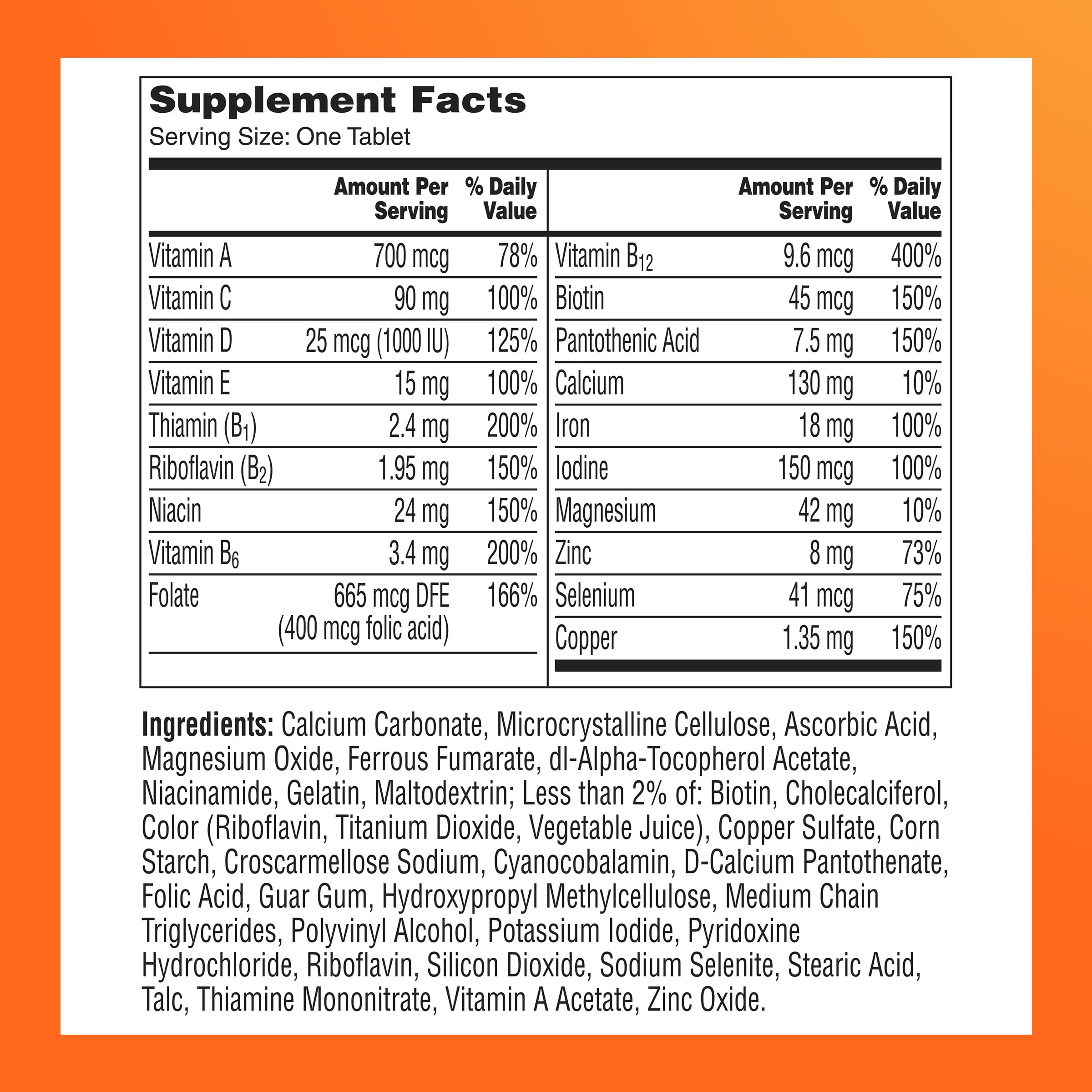 One A Day Multivitamin for Women- Daily Vitamins for Woman with Biotin, Calcium, Folic Acid, Iron & Zinc, Complete Women’s Vitamins