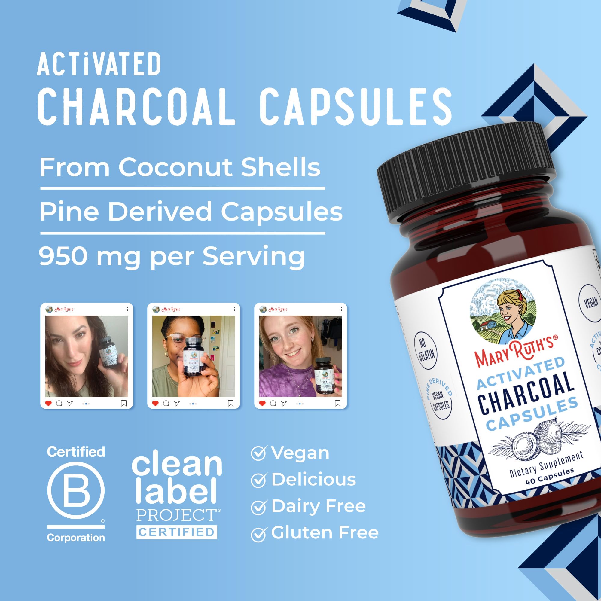 MaryRuth Organics Activated Charcoal Capsules | Substance Adsorption | Derived from Coconut Shells | Vegan Capsules from Pine Trees | Non-GMO | Gluten Free | 40 Count MARYRUTH'SBuy Supplements Australia