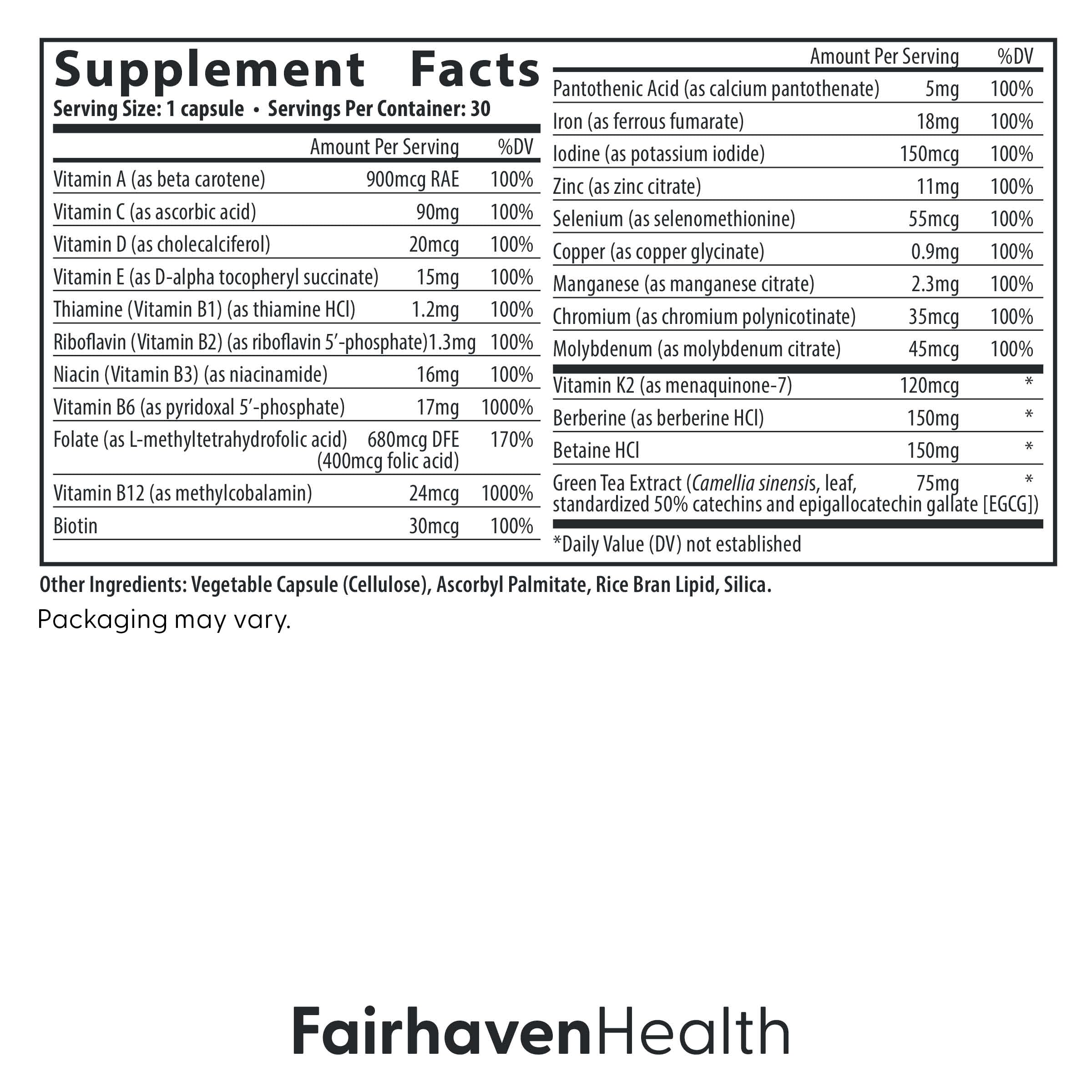 Fairhaven Health Menopause Multivitamin Essentials | Hormone Free Menopause Supplements for Women | Methylated Multivitamin for Women 50 and Over | Non-GMO | Perimenopause Supplements | 30 Capsules Fairhaven HealthBuy Supplements Australia