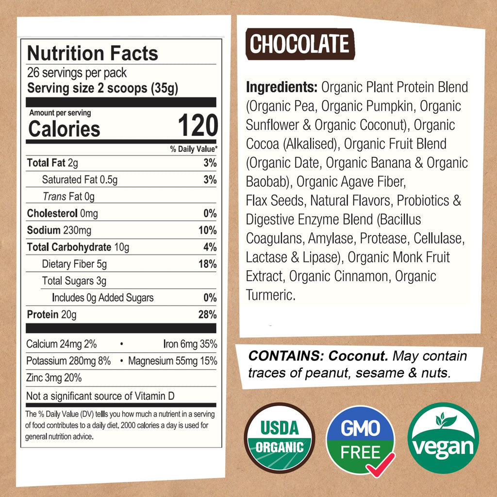 EarthChimp Organic Vegan Protein Powder - with Probiotics - Non GMO, Dairy Free EarthChimpBuy Supplements Australia