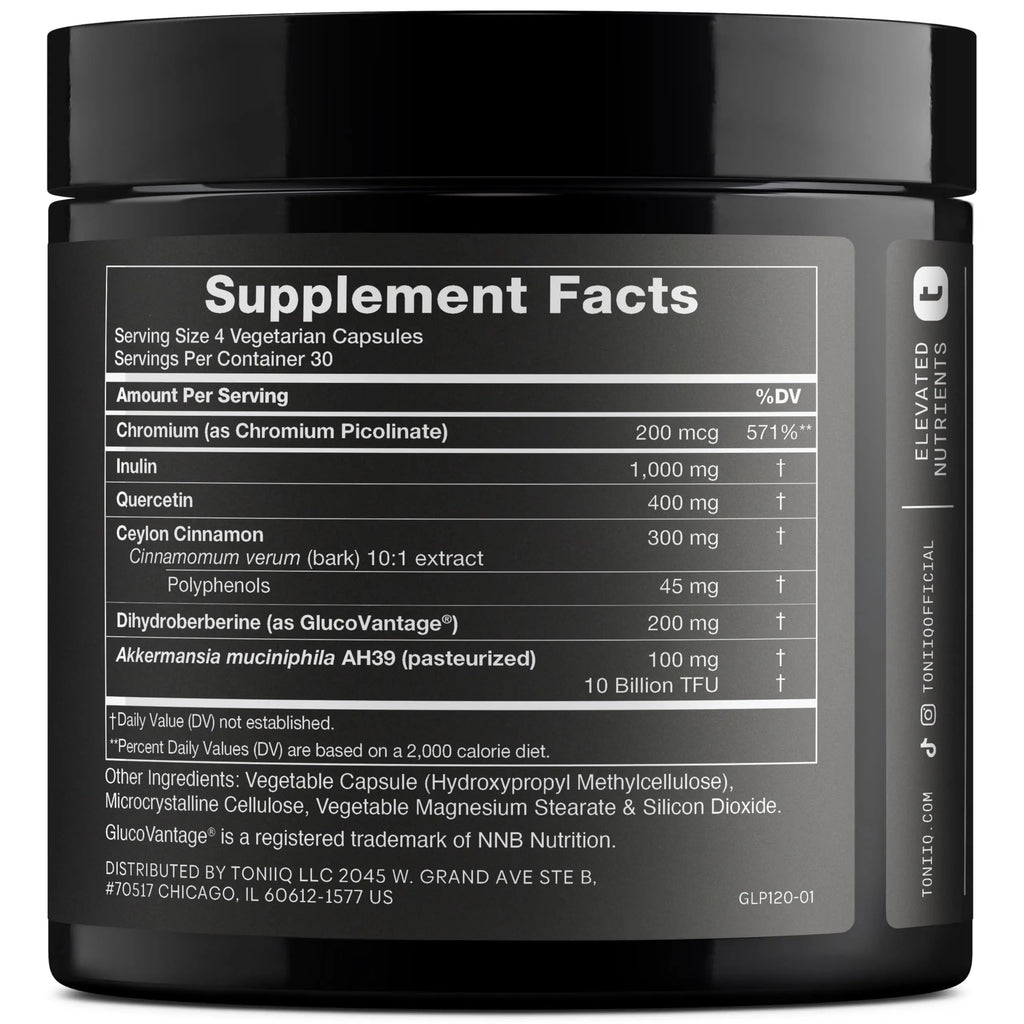 Toniiq GLP-1 Support — with Clinically Studied, Patented GlucoVantage® Dihydroberberine and Akkermansia — Appetite and Fullness Support — 120 Capsules (60-Day Supply) Toniiq buy supplements Au