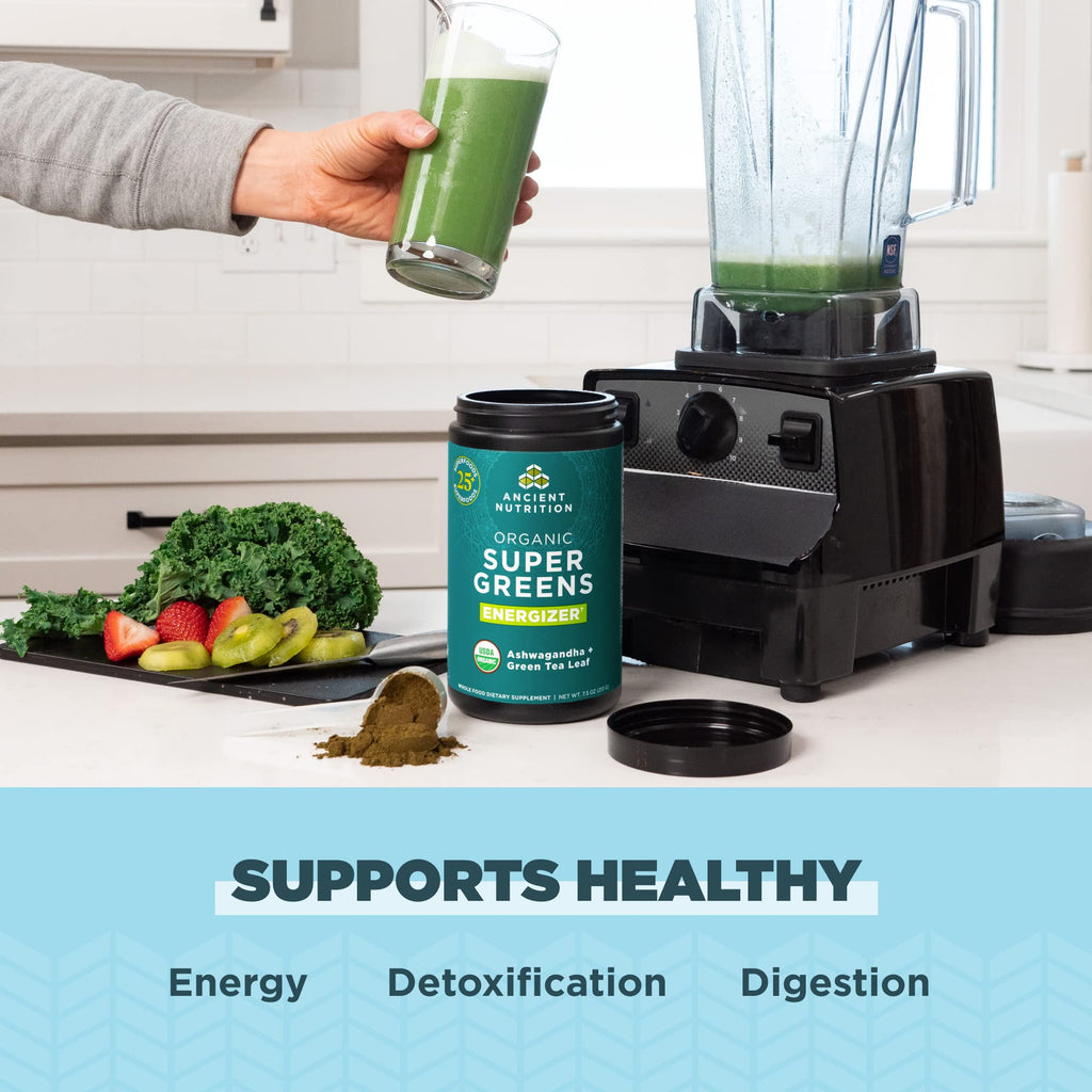 Ancient Nutrition Supergreens Energizer Powder, Organic Superfood Powder with Caffeine Ancient NutritionBuy Supplements Australia