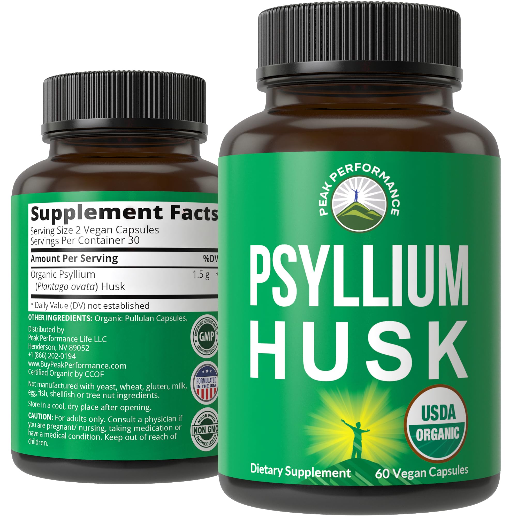 USDA Organic Psyllium Husk Vegan Capsules Made with Organic Psyllium Husk Seed. Fiber Supplement for Gut. Digestive Prebiotics. Pills for Digestion, Roughage Without Bloating. Tablets Peak PerformanceBuy Supplements Australia