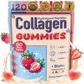Collagen Peptides Gummies for Women – Biotin, Zinc, Vitamin D3 – 120 Count – Hydrolyzed Collagen Gummy Complex – Hair, Skin & Nails Support – Sugar-Free, Halal, Lactose-Free, Strawberry Cream Flavor ad hocBuy Supplements Australia