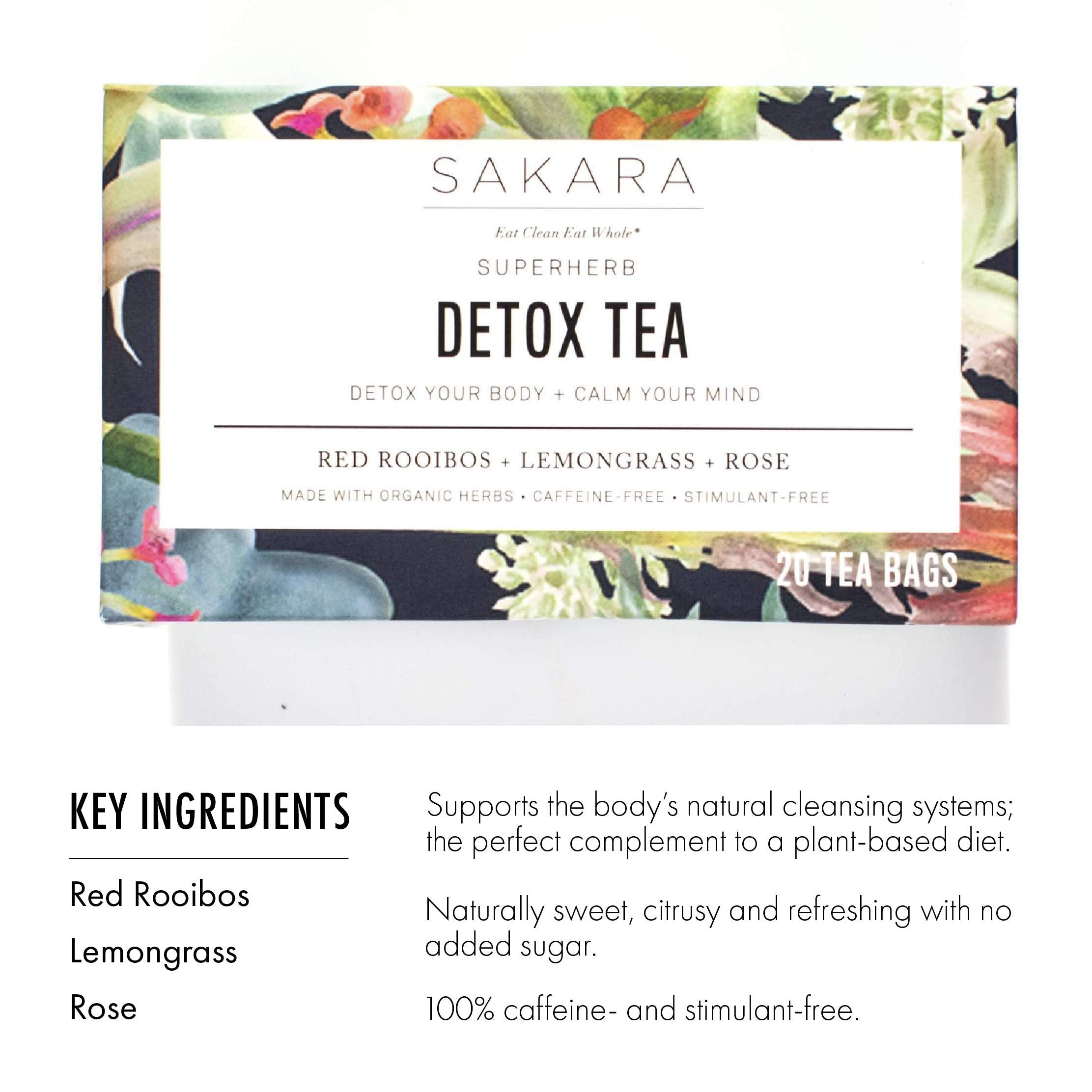 Sakara Detox Tea - Herbal Tea with Rose Petals, Lemon Peel, Lemongrass, & Rooibos SAKARABuy Supplements Australia