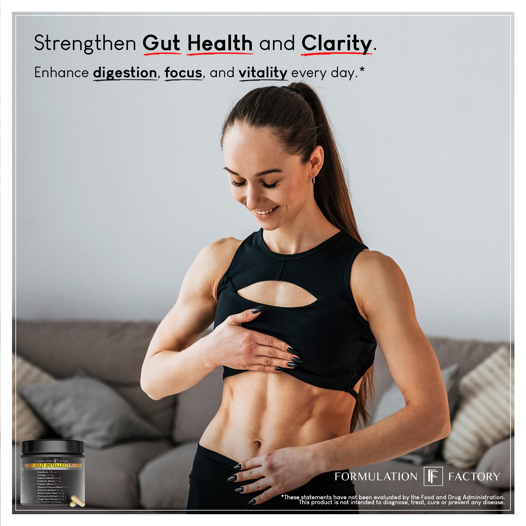 Formulation Factory Probiotics for Women & Men - Gut Intellect 10-in-1 Digestive Enzymes with Prebiotics and Postbiotics - Total Gut Health Supplement - 120 Capsules, 2 Month Supply Formulation Factory buy supplements Au