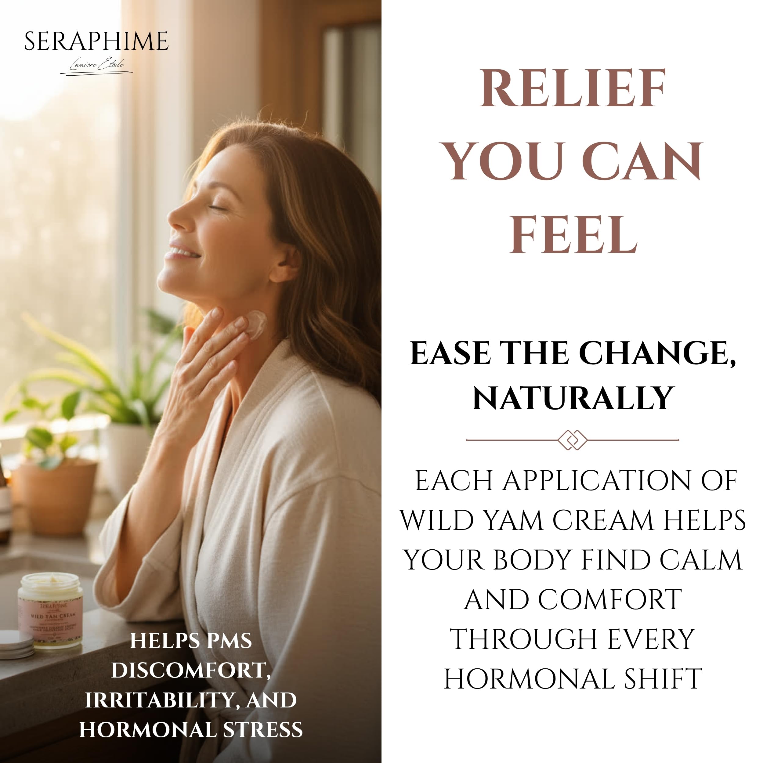 Seraphime Wild Yam Cream for Hormone Balance - Gift for Mom - Menopause and PMS Support for Women - Wild Yam Balancing Cream - Hot Flashes, Night Sweats, Mood Swings, Low Energy - Lavender 4oz SeraphimeBuy Supplements Australia