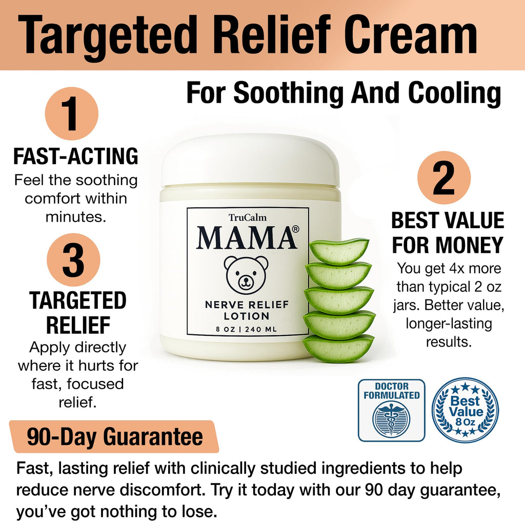 Mama Lotion – Neuropathy Nerve Relief Cream with Magnesium Chloride - Maximum Strength Comfort for Feet, Hands, Legs, Toes - Fast-Absorbing and Non-Greasy Formula for Food and Leg Comfort - 8 Oz TruCalm MamaBuy Supplements Australia