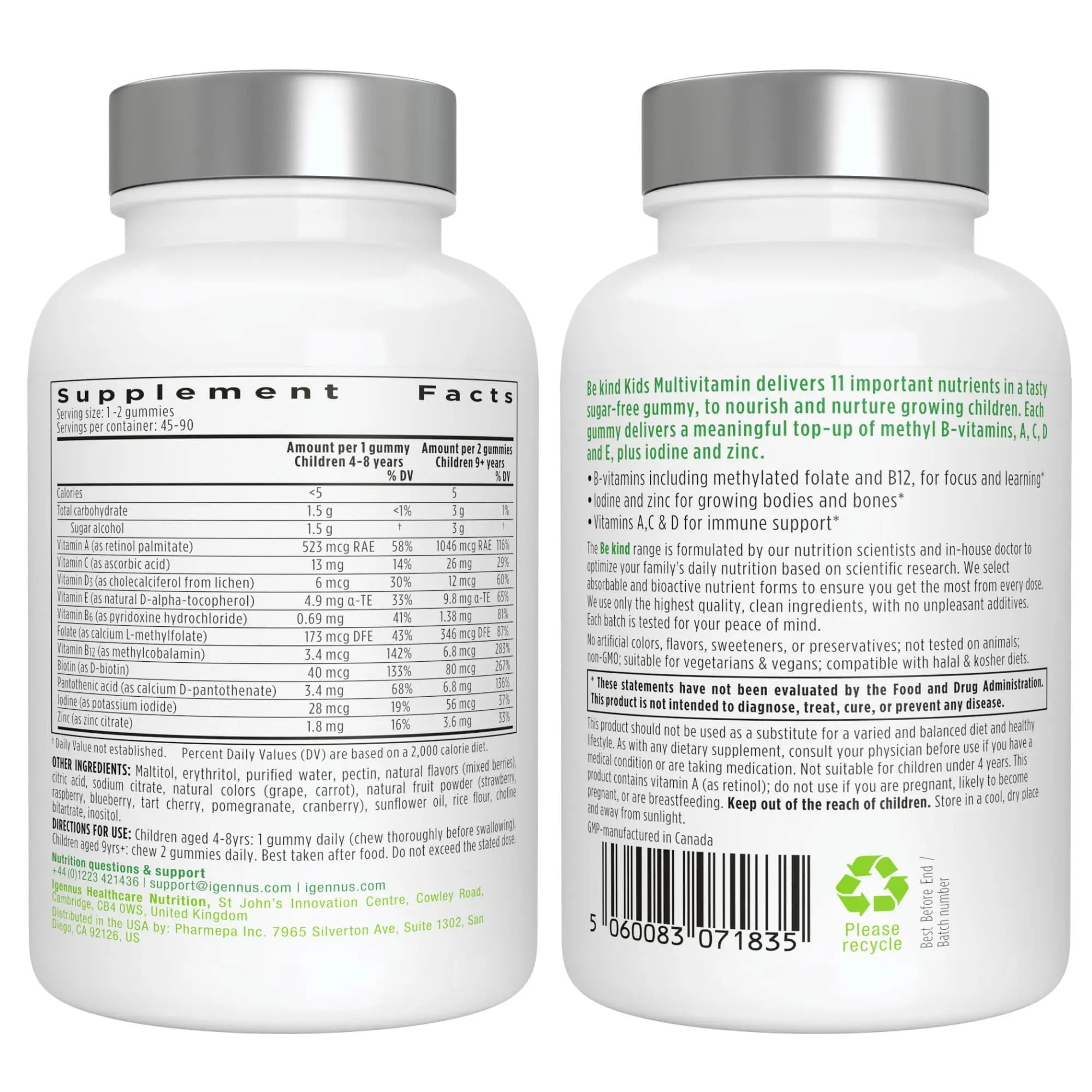 Vegan Omega-3 Algae Oil + Advanced Kids Multivitamin Gummy Bundle, High Concentration DHA & EPA + Vitamin A, B, C, D3 & E Igennus Healthcare NutritionBuy Supplements Australia