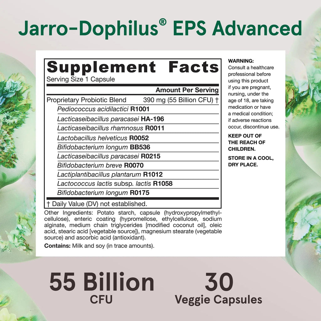 Jarrow Formulas Jarro-Dophilus EPS Advanced, 55 Billion CFU Probiotics, Digestive Support for Adults, 30 Probiotic Supplement Veggie Capsules, Up to 30 Day Supply Jarrow FormulasBuy Supplements Australia