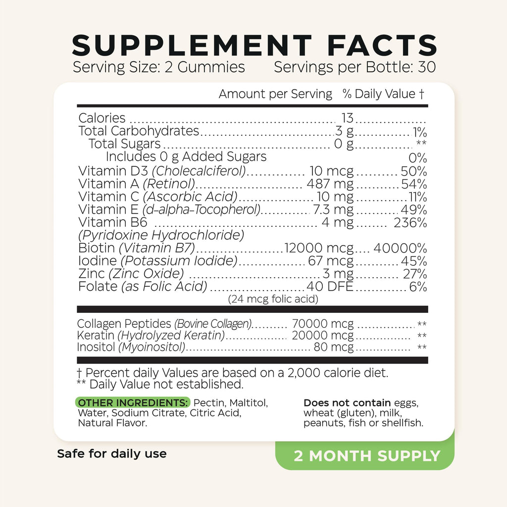 Biotin for Hair Growth Women/Men 12000mcg, Skin & Nails Support Gummies + 70000mcg Collagen Peptides (Collagen Powder in Gummy Form) + 20000mcg Keratin + Retinol, Sugar Free, 120 Gummies (2 Pack) Wellneum buy supplements Au