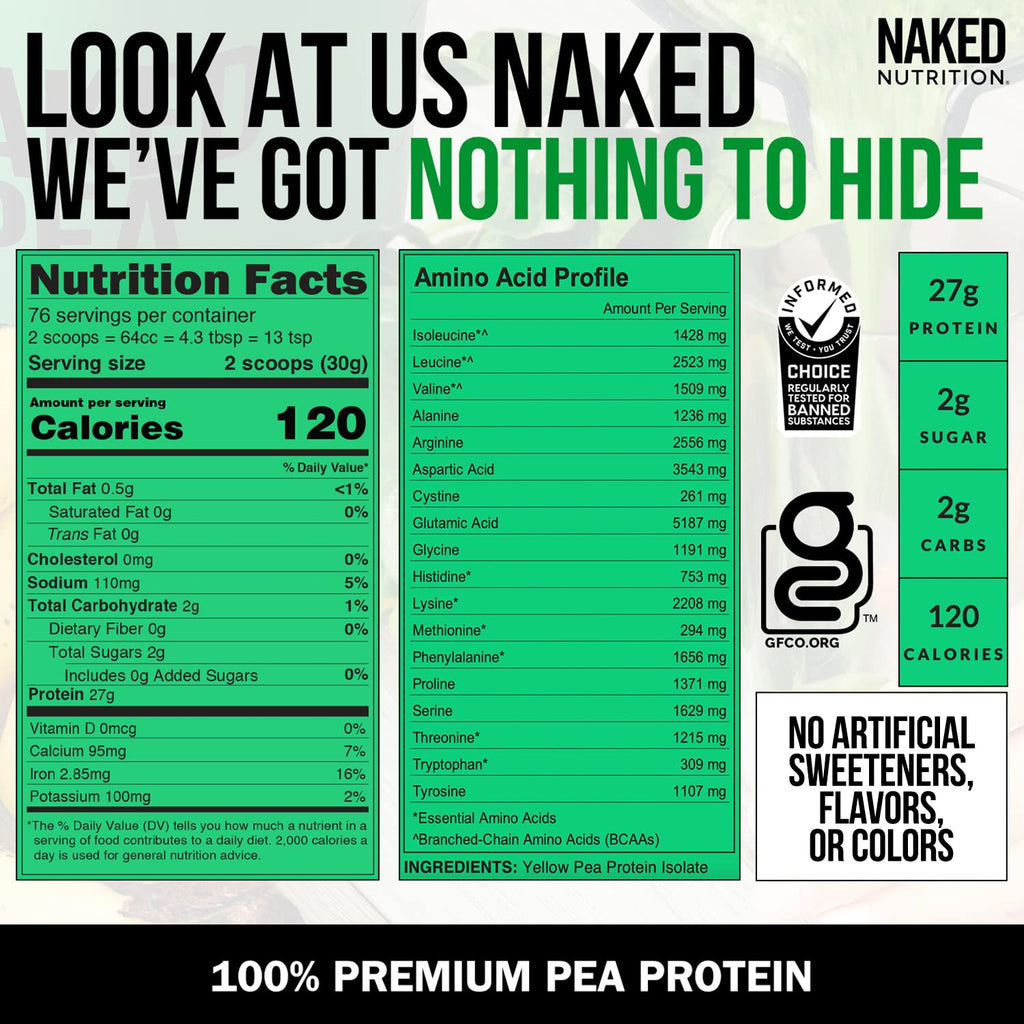 NAKED Pea - 5LB 100% Pea Protein Powder from North American Farms - Unflavored NAKEDBuy Supplements Australia