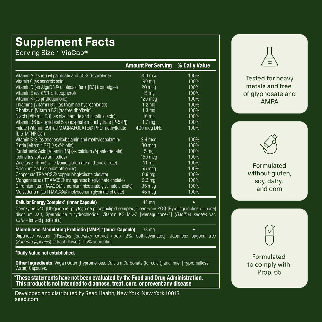 Seed DM-02 Daily Multivitamin - 100% DV Essential Vitamins and Minerals for Women & Men - Helps Fill Daily Nutrient Gaps - Immune, Bone, Hair, Skin & Nails Health - Vegan - 30 Capsules (30-Day Supply) Visit the Seed StoreBuy Supplements Australia