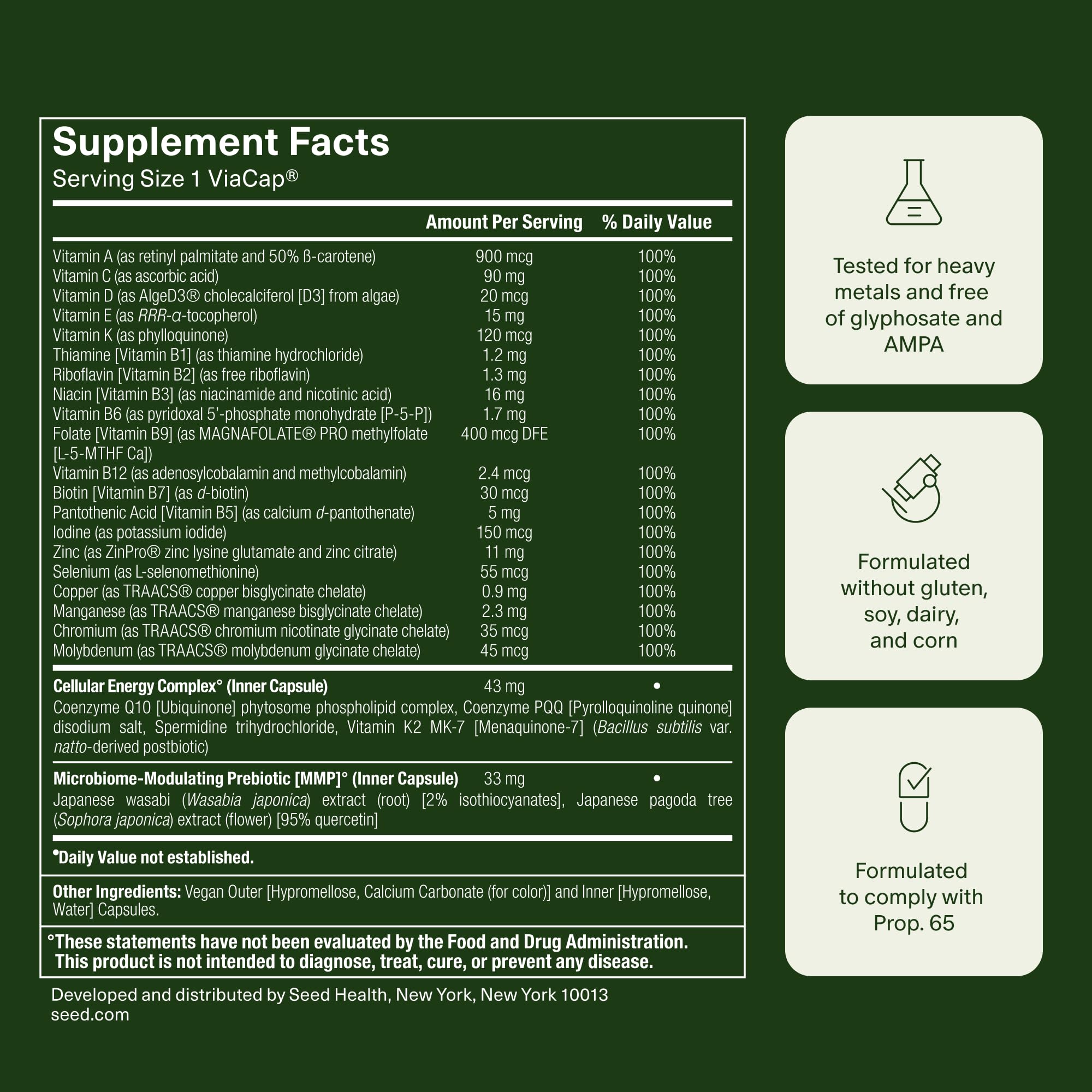 Seed DM-02 Daily Multivitamin - 100% DV Essential Vitamins and Minerals for Women & Men - Helps Fill Daily Nutrient Gaps - Immune, Bone, Hair, Skin & Nails Health - Vegan - 30 Capsules (30-Day Supply) Visit the Seed StoreBuy Supplements Australia