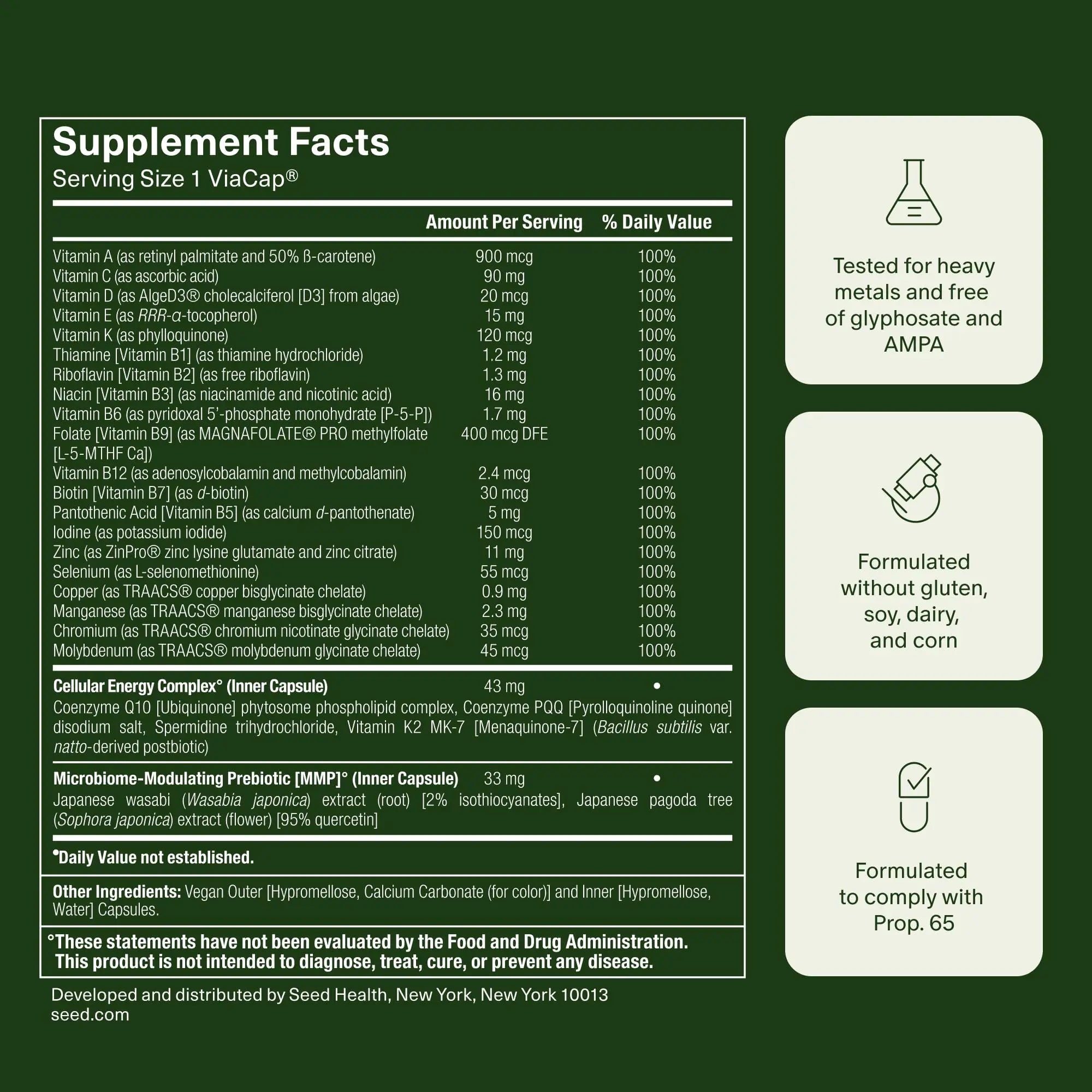 Seed DM-02 Daily Multivitamin - 100% DV Essential Vitamins and Minerals for Women & Men - Helps Fill Daily Nutrient Gaps SeedBuy Supplements Australia