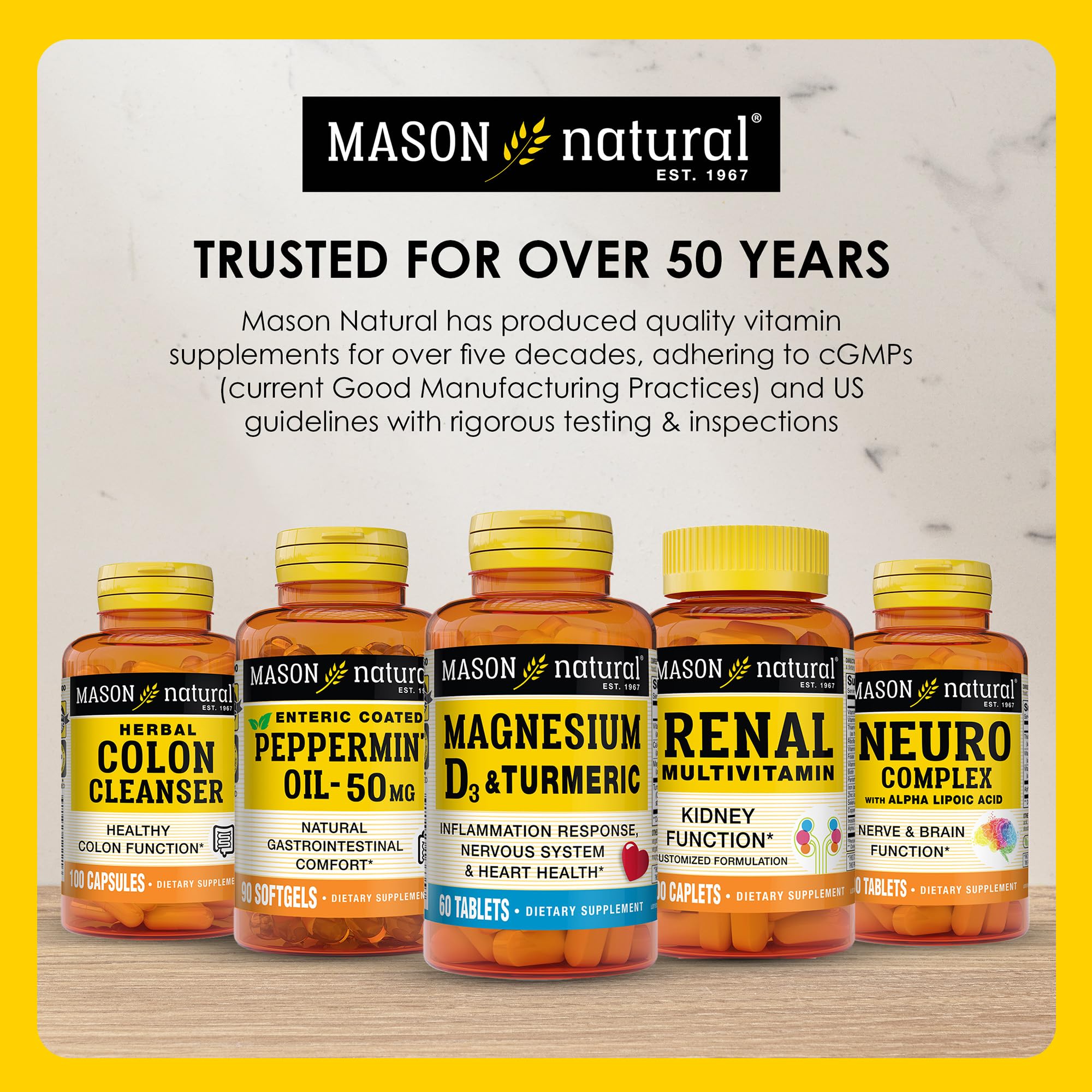 MASON NATURAL Mini Multi Vitamins with Iron, Vitamins A, C, D, E, B1, B2, B3, B6, B12, Folate and Calcium for Overall Health MASON NATURALBuy Supplements Australia