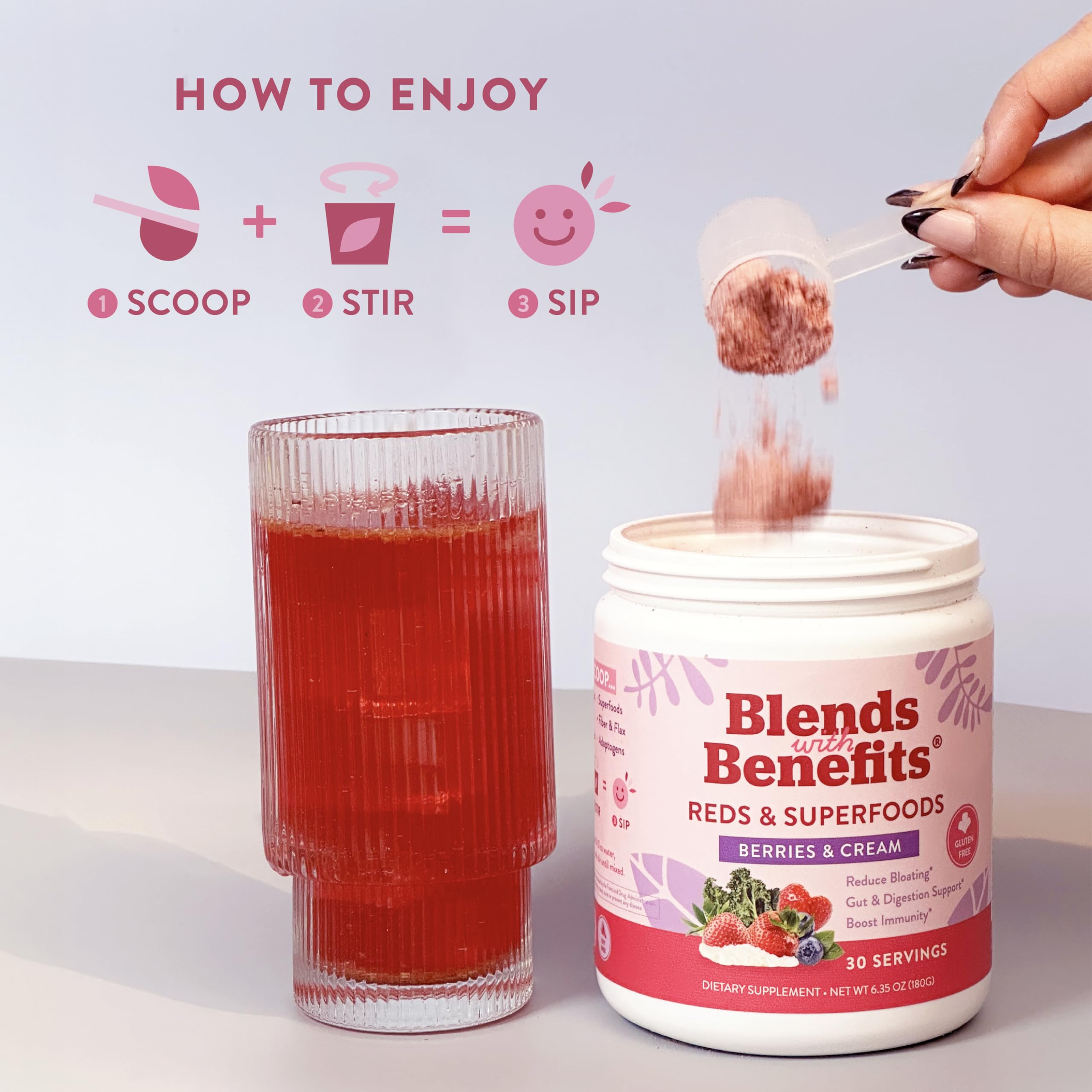 360 Nutrition Blends with Benefits Reds & Superfoods for Natural Antioxidants and Polyphenols, with Fruits & Veggies, Probiotics Digestion, Daily Energy - Berries & Cream - 30 Servings 360 NutritionBuy Supplements Australia