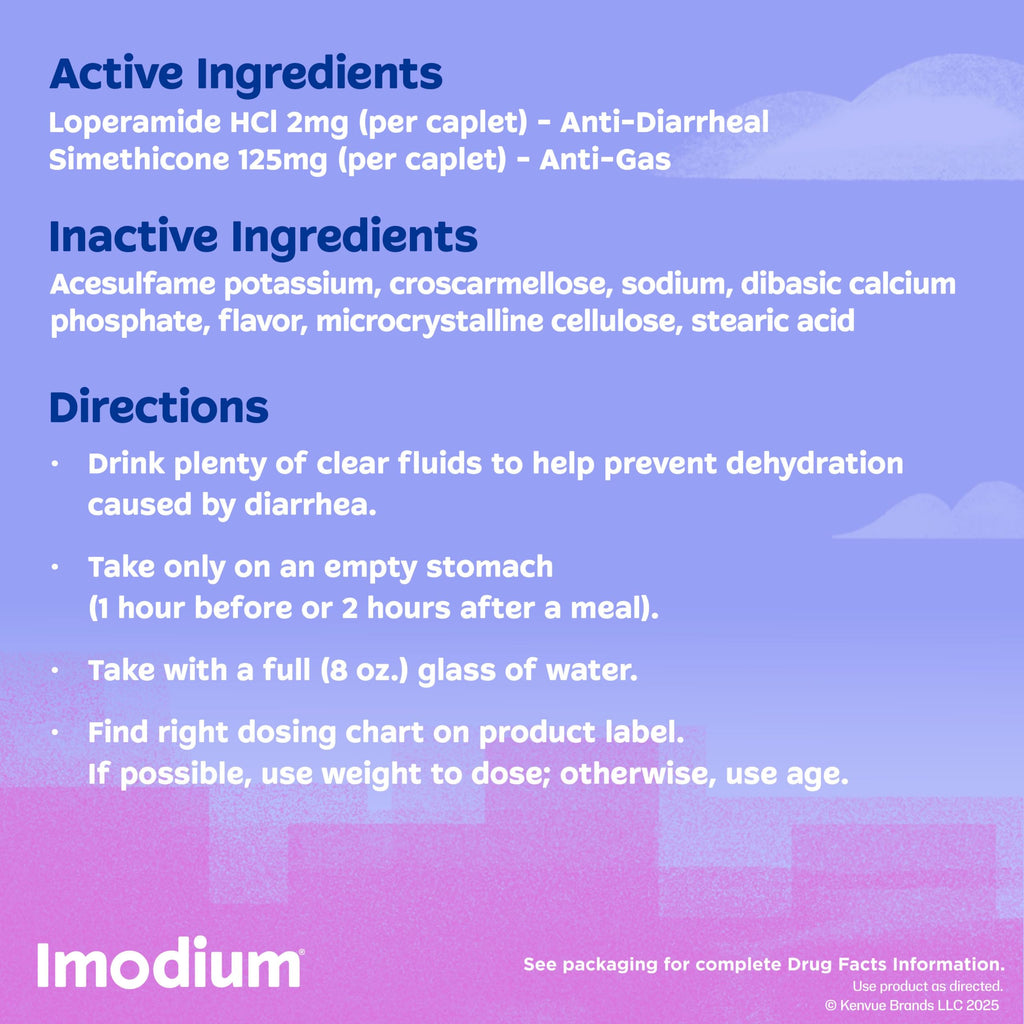 Imodium Multi-Symptom Relief Caplets, Loperamide Hydrochloride & Simethicone Anti-Diarrheal Medicine for the Relief of Diarrhea, Gas, Bloating, Cramps & Pressure, 18 ct Imodium buy supplements Au