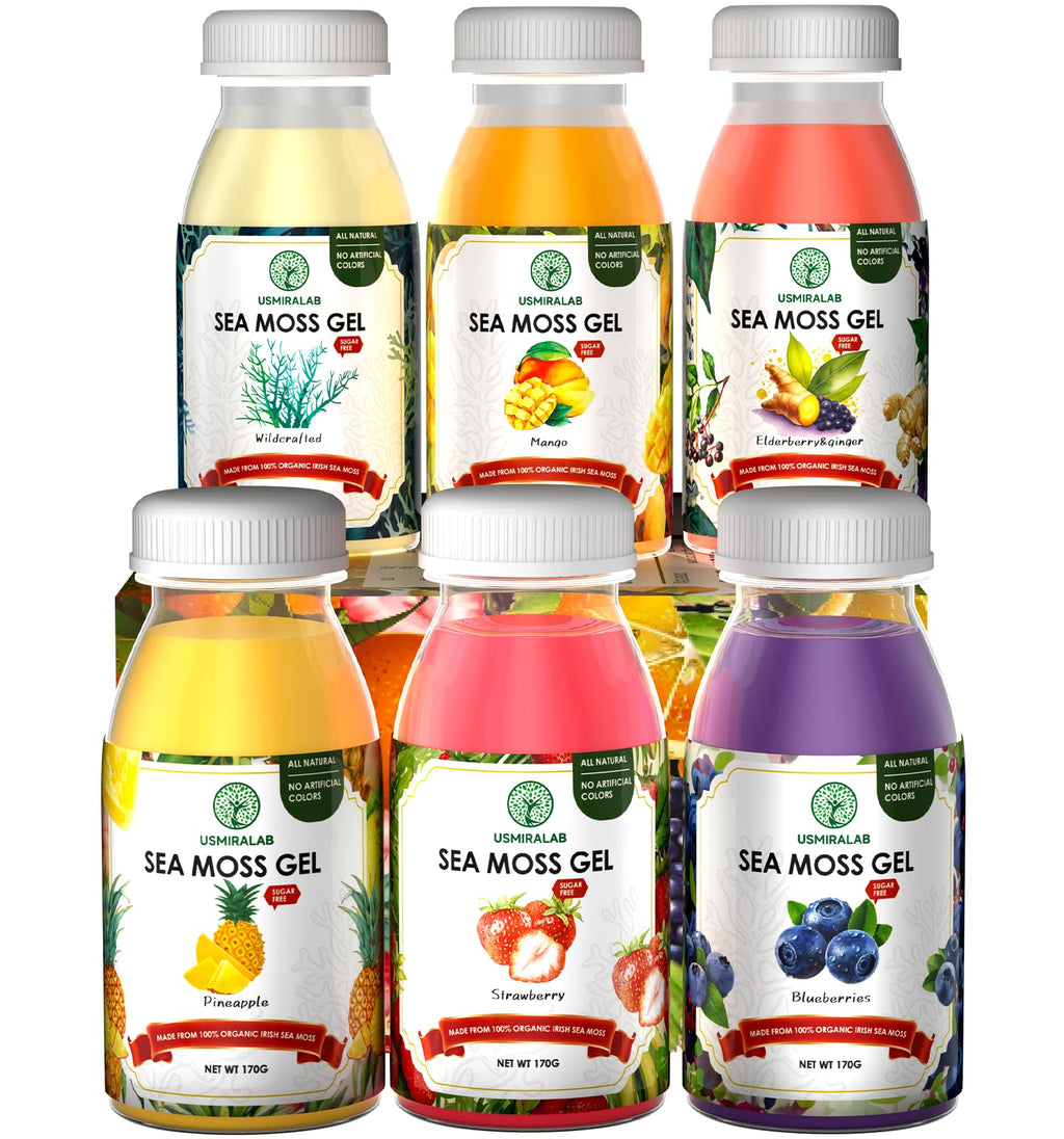 USMIRALAB Wildcrafted Sea Moss Gel for Purists： 6-Flavor Ritual Set (36oz) with Antioxidant Ocean Minerals | Pure Superfood Base Vegan USMIRALABBuy Supplements Australia