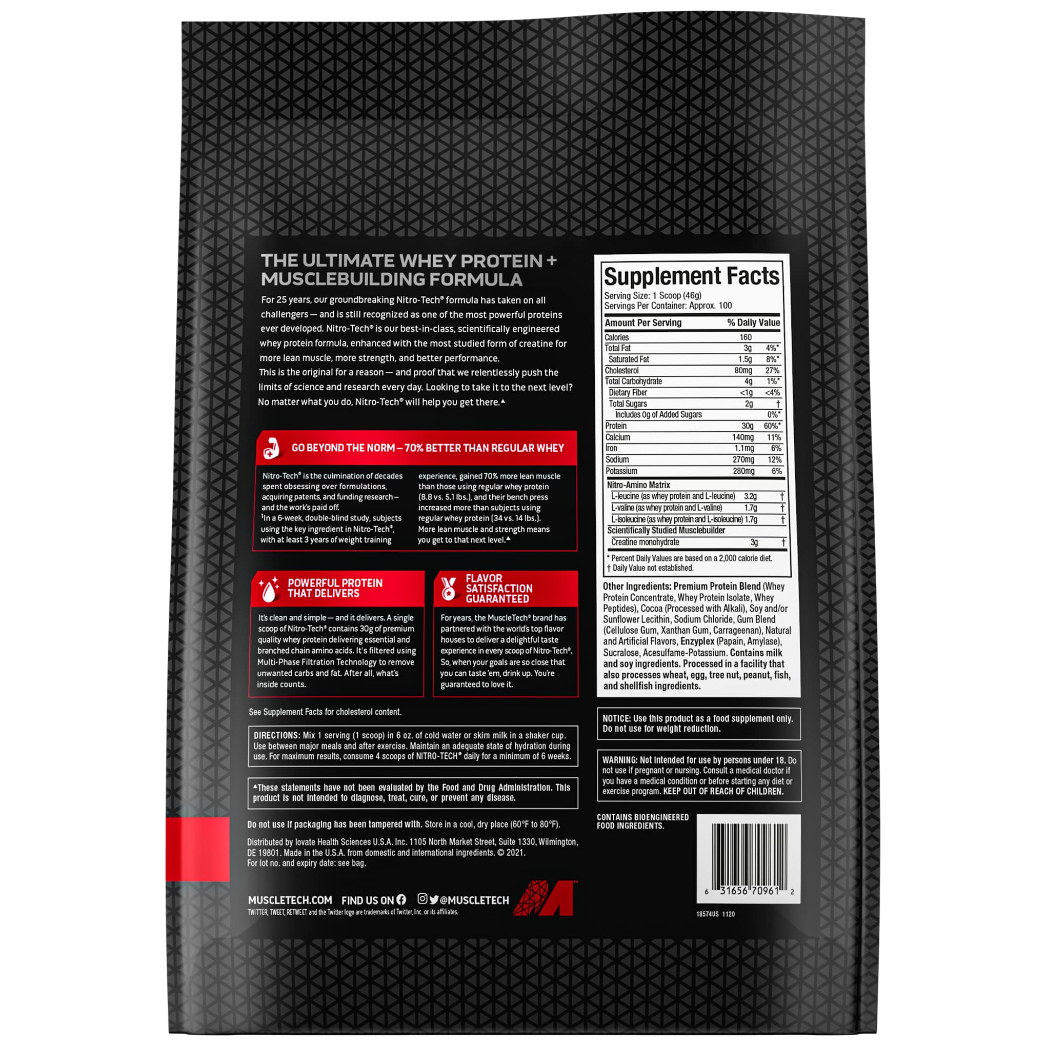 Muscletech Whey Protein Powder (Milk Chocolate, 10 Pound) - Nitro-Tech Muscle Building MuscleTechBuy Supplements Australia