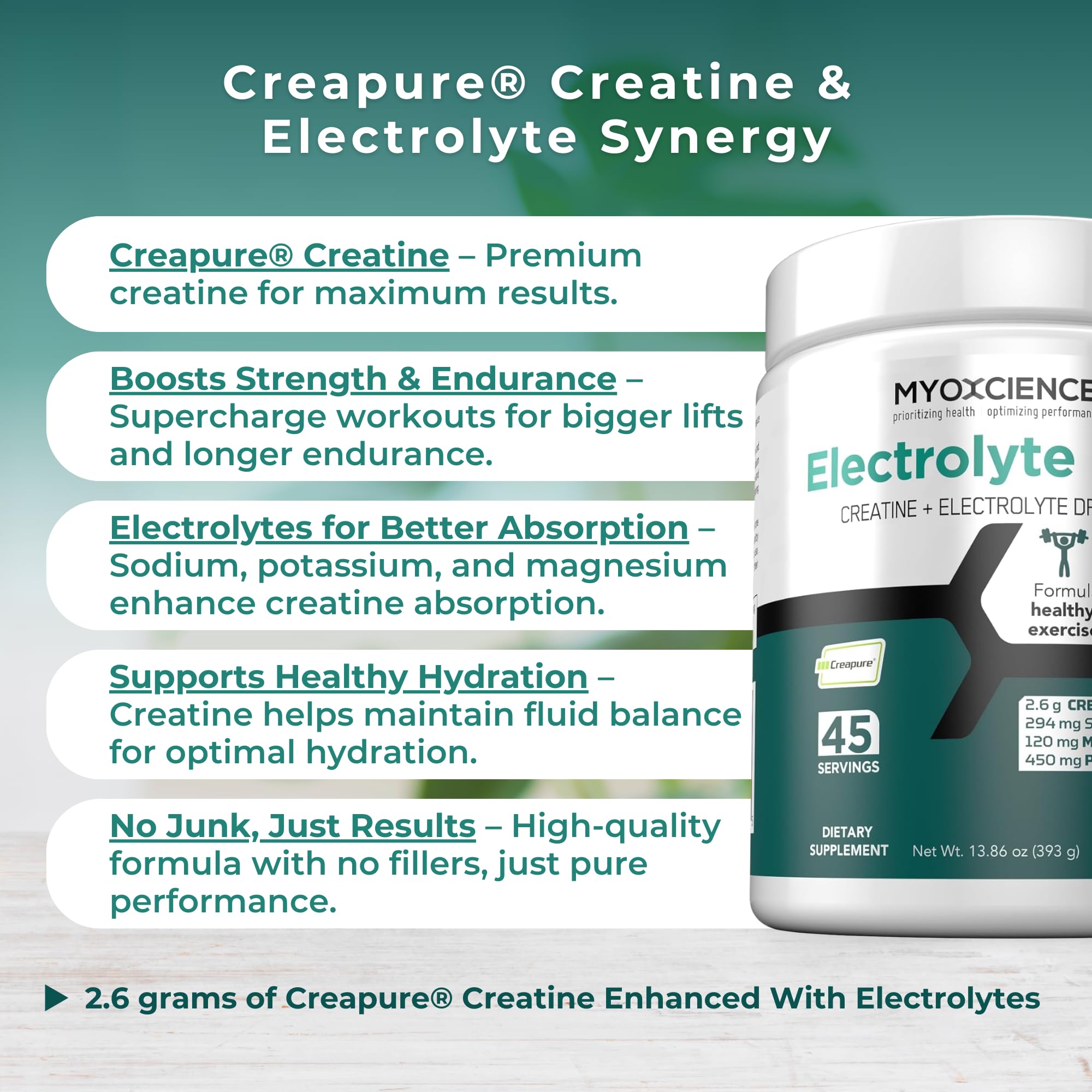 MYOXCIENCE Electrolyte STIX | Creatine Electrolyte Powder | Recovery from Exercise & Muscle Development w/Real Salt (Unflavored) (Jar 45 ct) MYOXCIENCE buy supplements Au