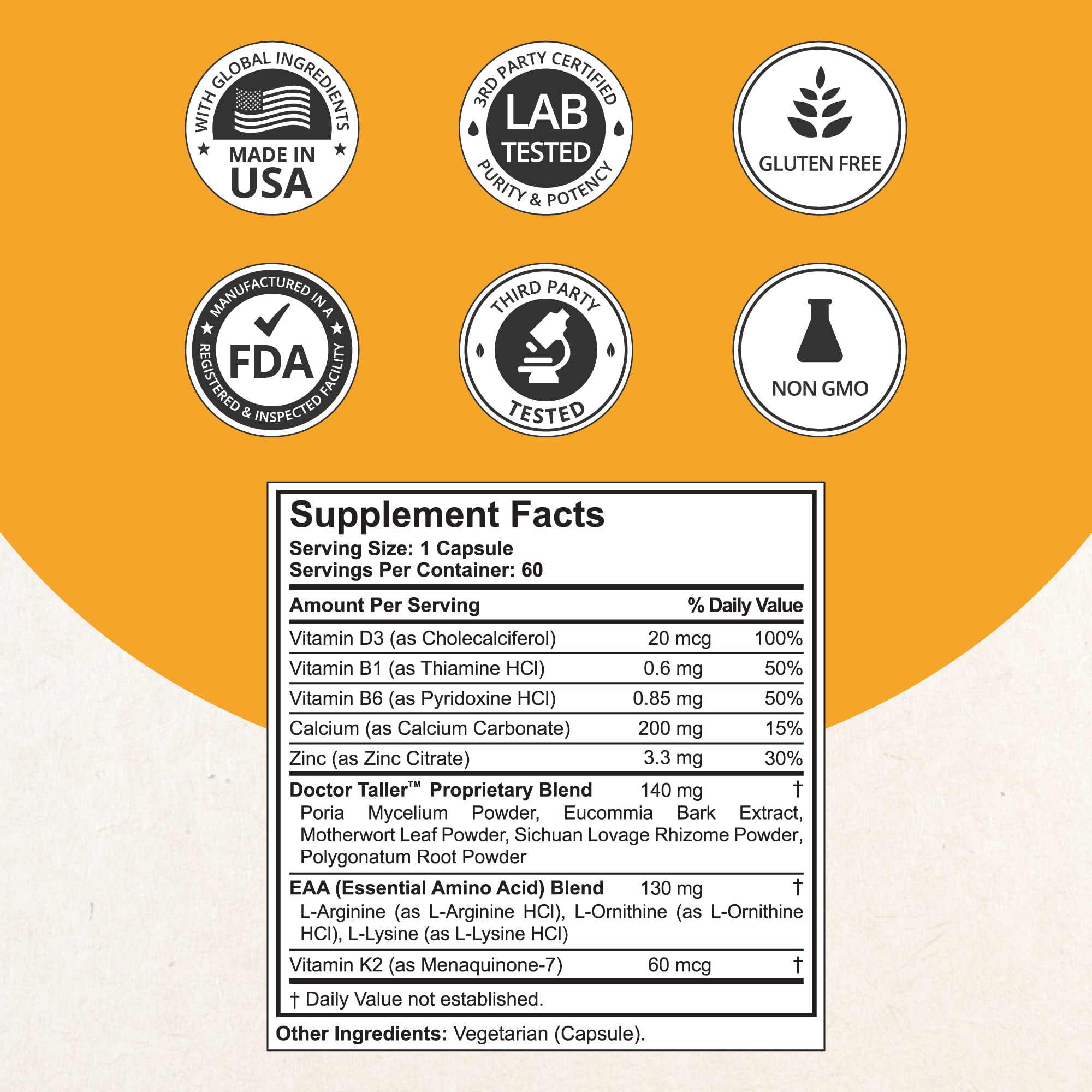 NuBest Doctor Taller - Bone Strength Supports, Enhance Immune System - Keto with Calcium, Vitamin D3, Vitamin K2, Amino Acids & Herbs for Children (8+) - 60 Vegan Capsules | 1 Month Supply NuBestBuy Supplements Australia