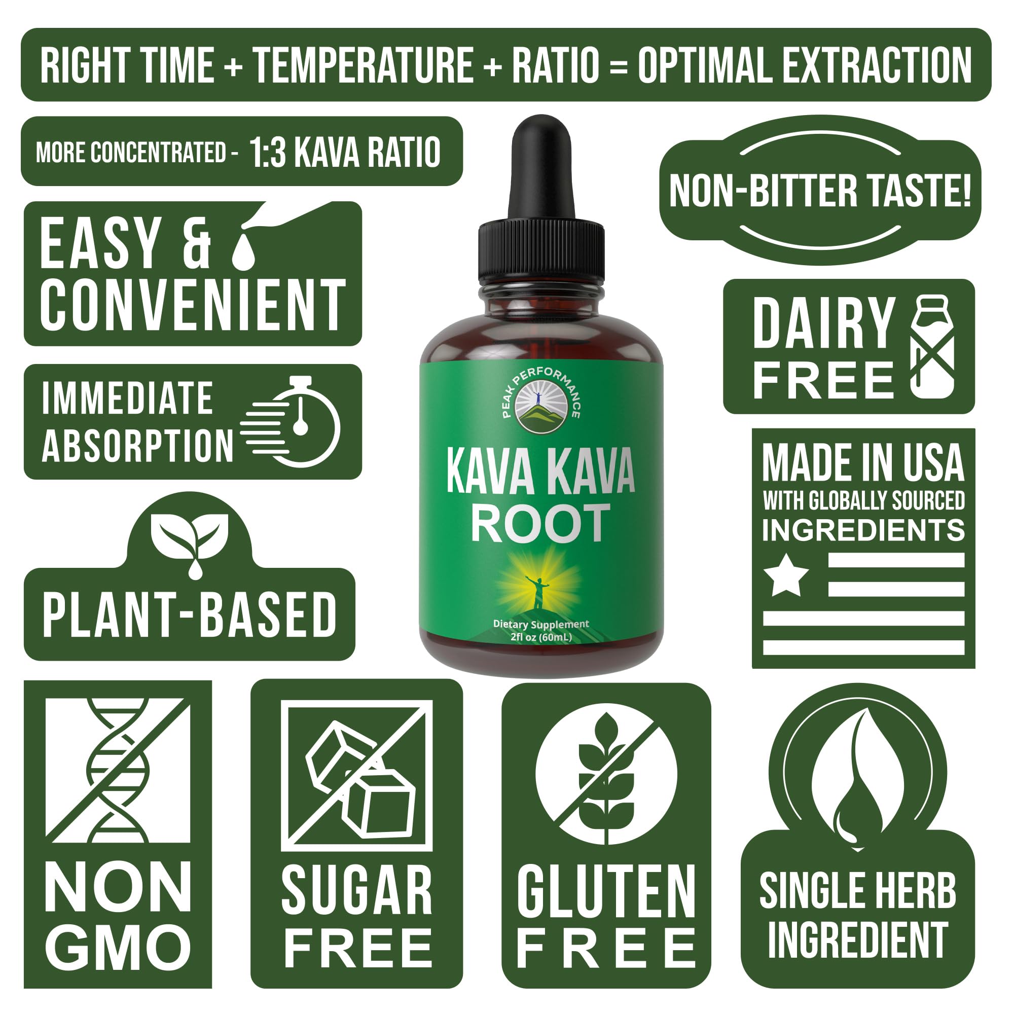 Peak Performance Kava Kava Root Extract Calming Liquid Drops More Concentrated - 1:3 Extraction Ratio. Vegan Supplement Aid for Relaxation, Natural Sleep. Sugar Free Gluten Free USA Tested Tincture Peak PerformanceBuy Supplements Australia