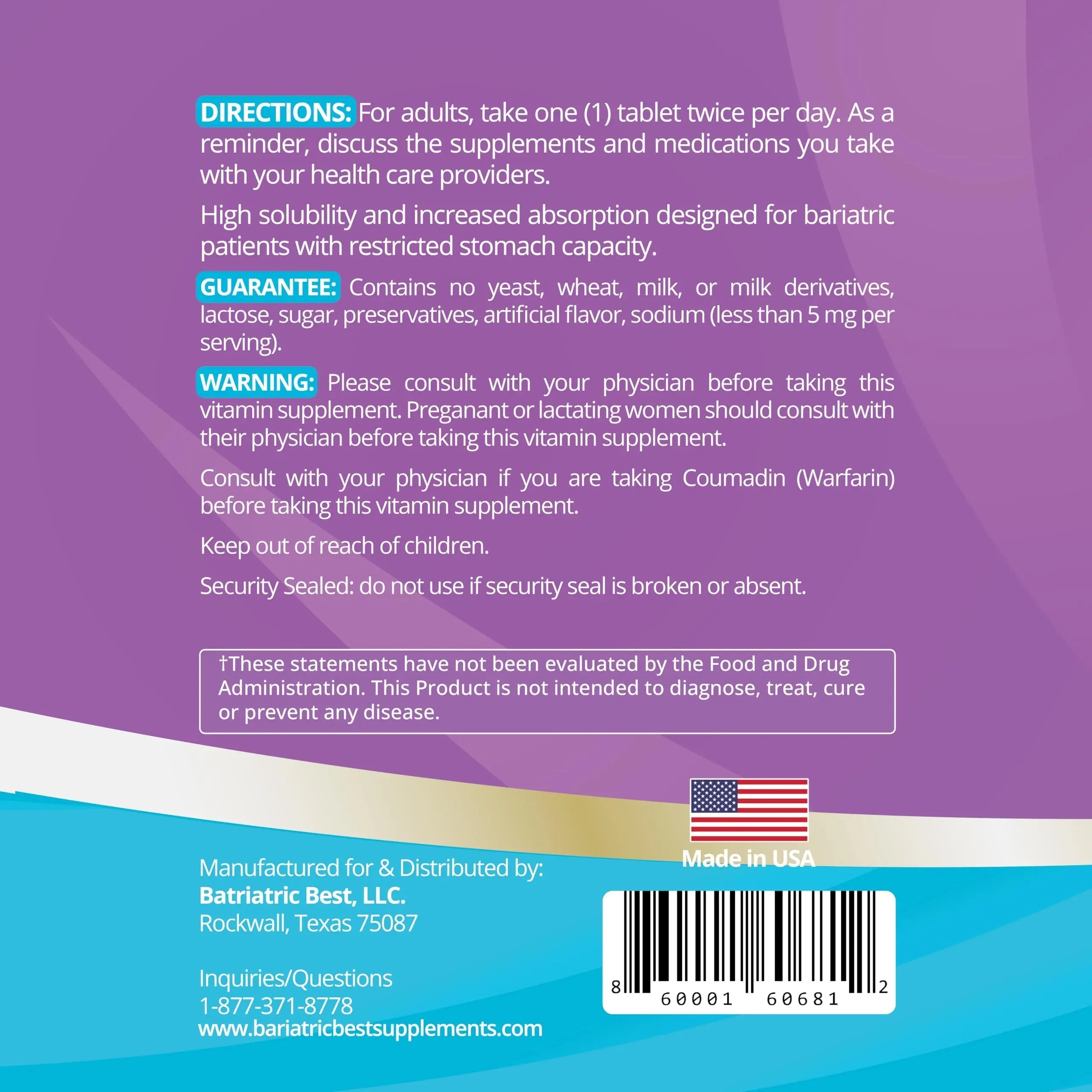 High A D E K Bariatric Multivitamin for Post DS/SADI Surgery, 25 Essential Nutrients for Post-Weight Loss Surgery, 180 Tablets Bariatric Best SupplementsBuy Supplements Australia