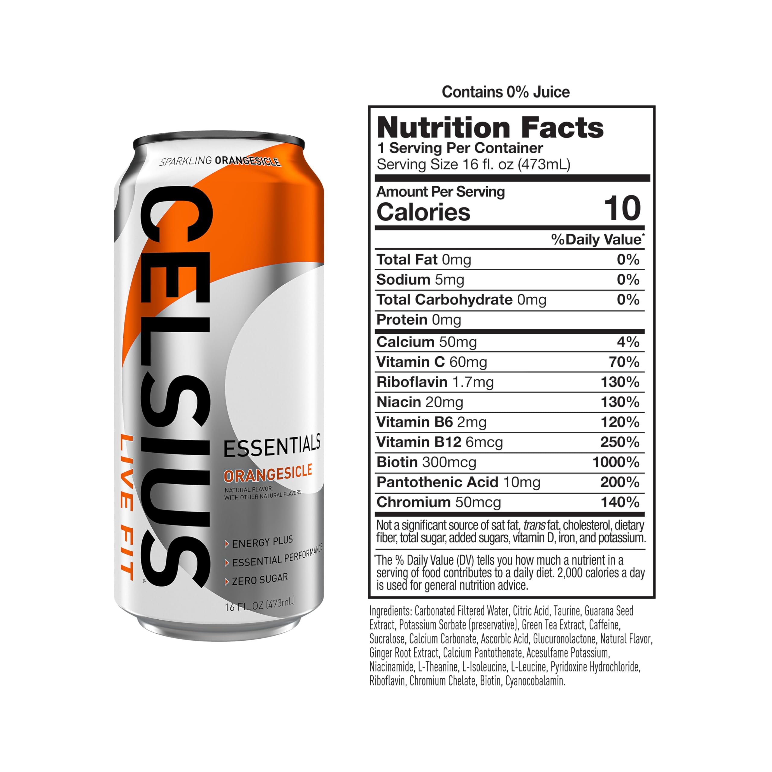 CELSIUS ESSENTIALS, Sparkling Orangesicle, Performance Energy Drink 16 Fl Oz (Pack of 12) CELSIUSBuy Supplements Australia