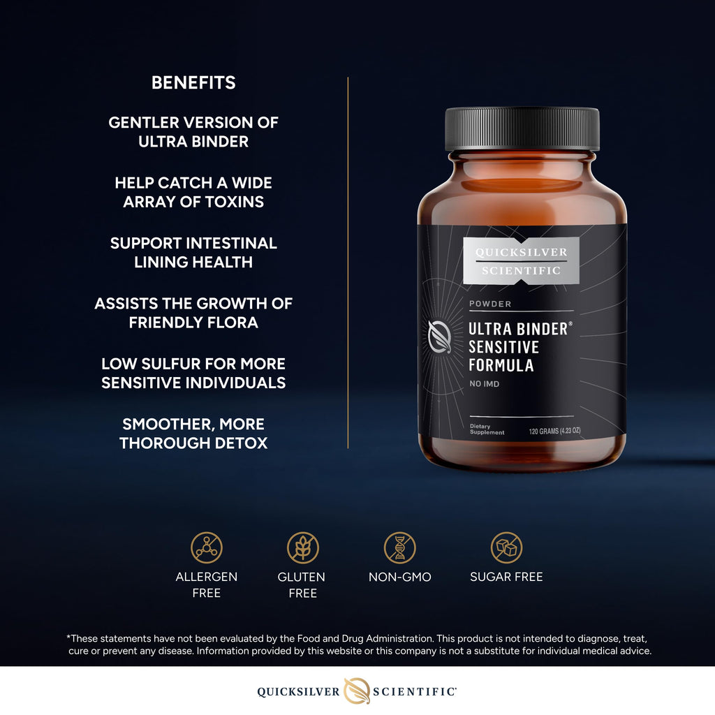 Quicksilver Scientific Ultra Binder Sensitive Formula - Gut Health Supplement with Activated Charcoal, Bentonite Clay - Cleansing Support Powder (120g) Quicksilver ScientificBuy Supplements Australia