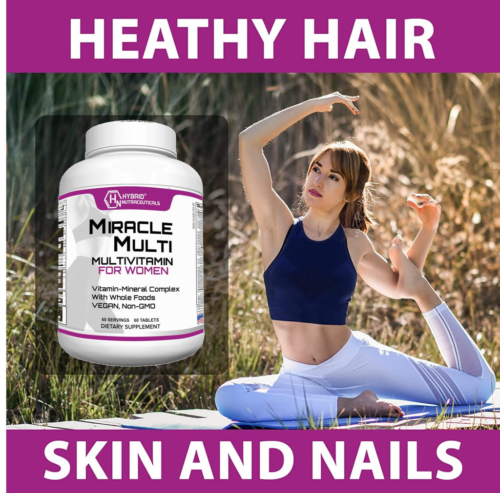 Hybrid Nutraceuticals MiracleMulti Women Multivitamin with Probiotics, Biotin, Folic Acid, Enzymes + Fruit & Vegetable Blend - Immune Support, Heart Health, Energy: 60 Servings (Non-GMO) Hybrid NutraceuticalsBuy Supplements Australia