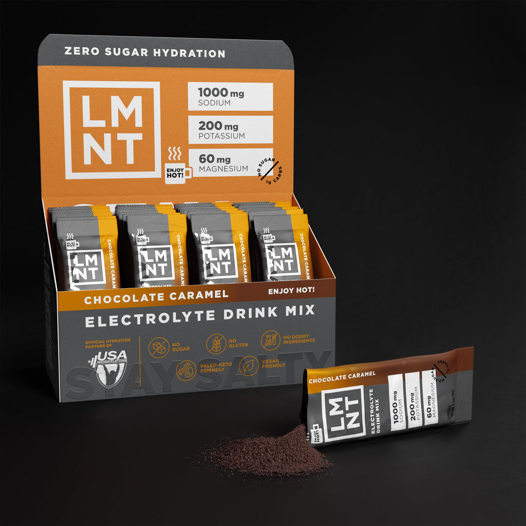 LMNT Zero Sugar Hot Chocolate or Coffee Mixer - Chocolate Caramel Salt | Drink Mix | 30-Count Drink LMNTBuy Supplements Australia