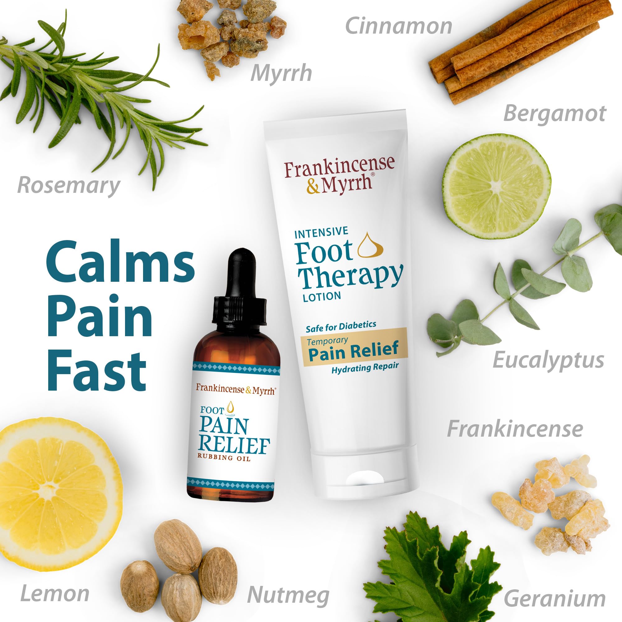 FRANKINCENSE & MYRRH Foot Pain Combo Pack: Foot Pain Relief Rubbing Oil (2 oz) and Intensive Therapy Lotion for feet (3 oz), Neuropathy, Nerve Relief, Frankincense Essential Oil, Maximum Strength FRANKINCENSE & MYRRHBuy Supplements Australia