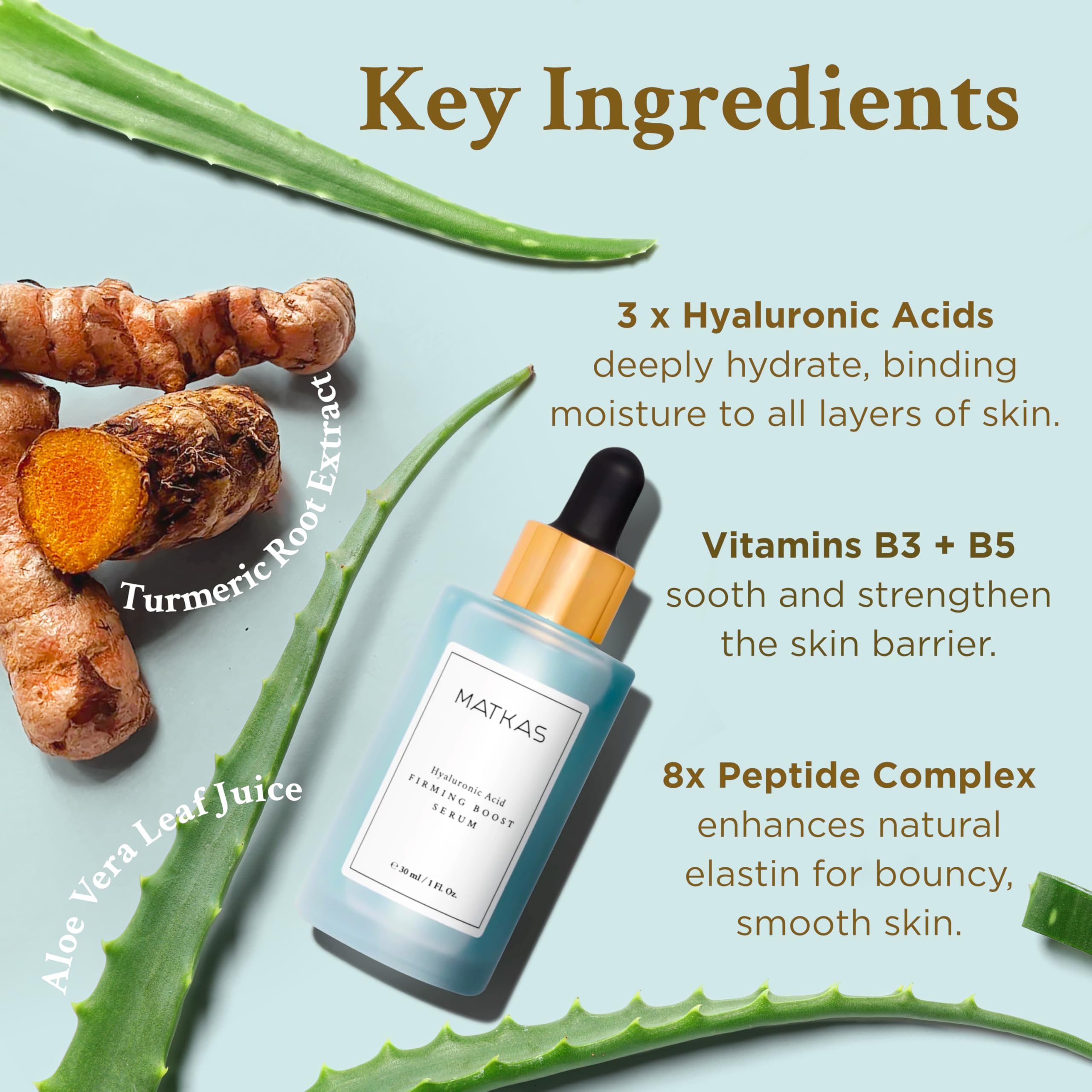 MATKAS Korean Firming Boost Hydrating Hyaluronic Acid Serum 1 Fl. Oz. - Hyaluronic Acid + 2% Niacinamide Serum for Dry Skin, Anti Aging Korean Peptides Moisturizer for Face, Deep Facial Skin Hydration MATKAS buy supplements Au