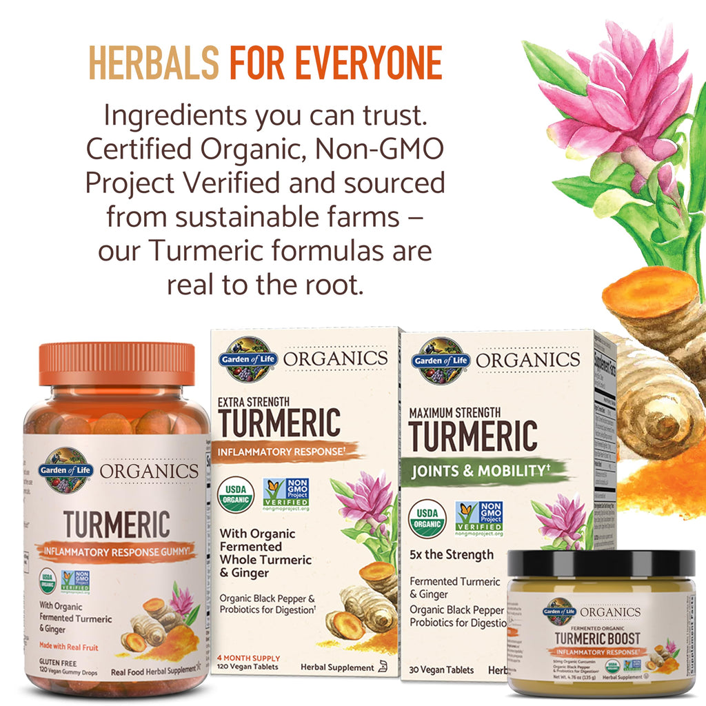 Garden of Life Organics Extra Strength Turmeric Inflammatory Response 120 Tablets-100Mg Curcumin (95% Curcuminoids) Black Pepper, Probiotics, Organic Non-GMO Vegan Gluten Free Herbal Supplement Garden of LifeBuy Supplements Australia