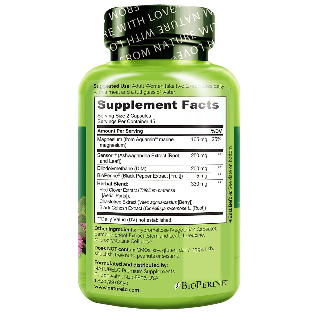 NATURELO Menopause Supplements for Women, Herbal Blend with Black Cohosh for Menopause Hot Flashes Advanced Estrogen Multi-Symptom Formula 90 Capsules NATURELOBuy Supplements Australia