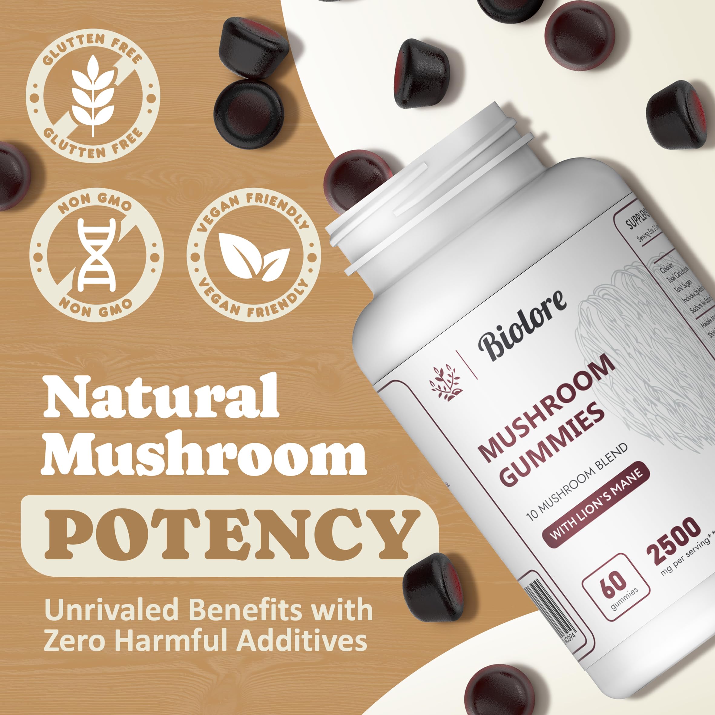 Biolore Mushroom Complex Gummies: 10 Powerful Mushrooms with Chaga, Lions Mane BioloreBuy Supplements Australia