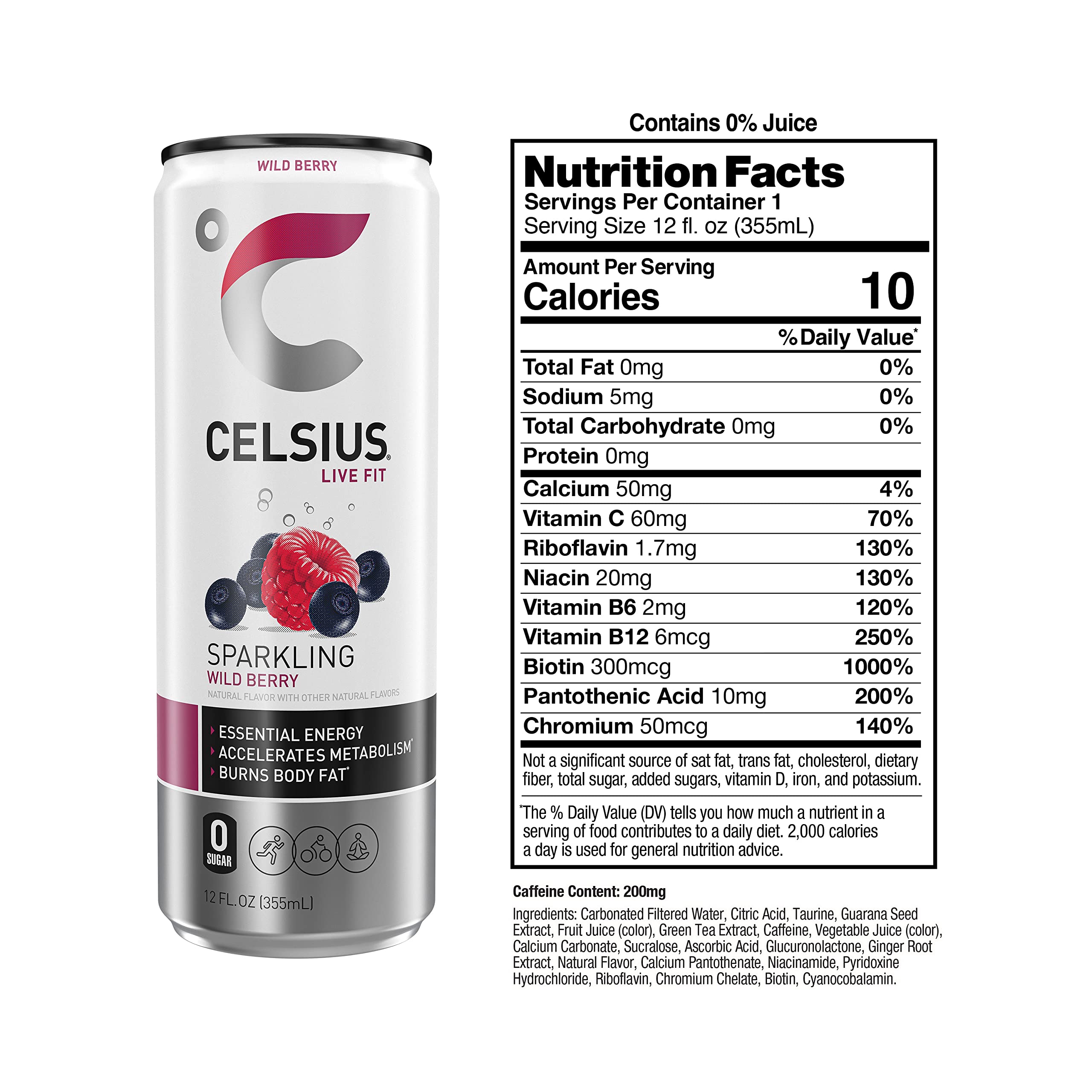 CELSIUS Sparkling Wild Berry, Functional Essential Energy Drink 12 Fl Oz (Pack of 12) CELSIUSBuy Supplements Australia