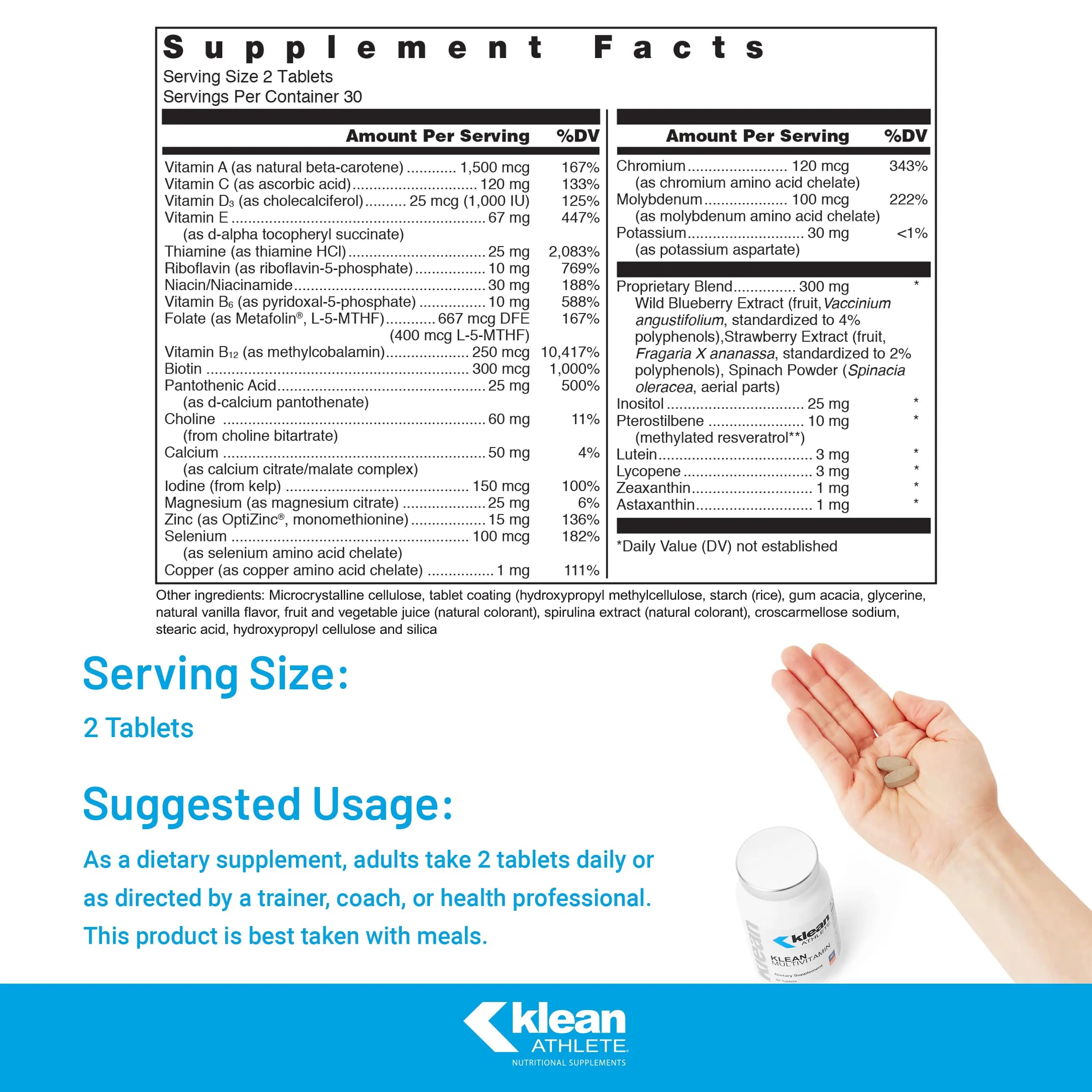 Klean Athlete Klean Multivitamin - Essential Nutrients & Antioxidants for Optimal Health - NSF Certified for Sport - 60 Tablets Klean AthleteBuy Supplements Australia