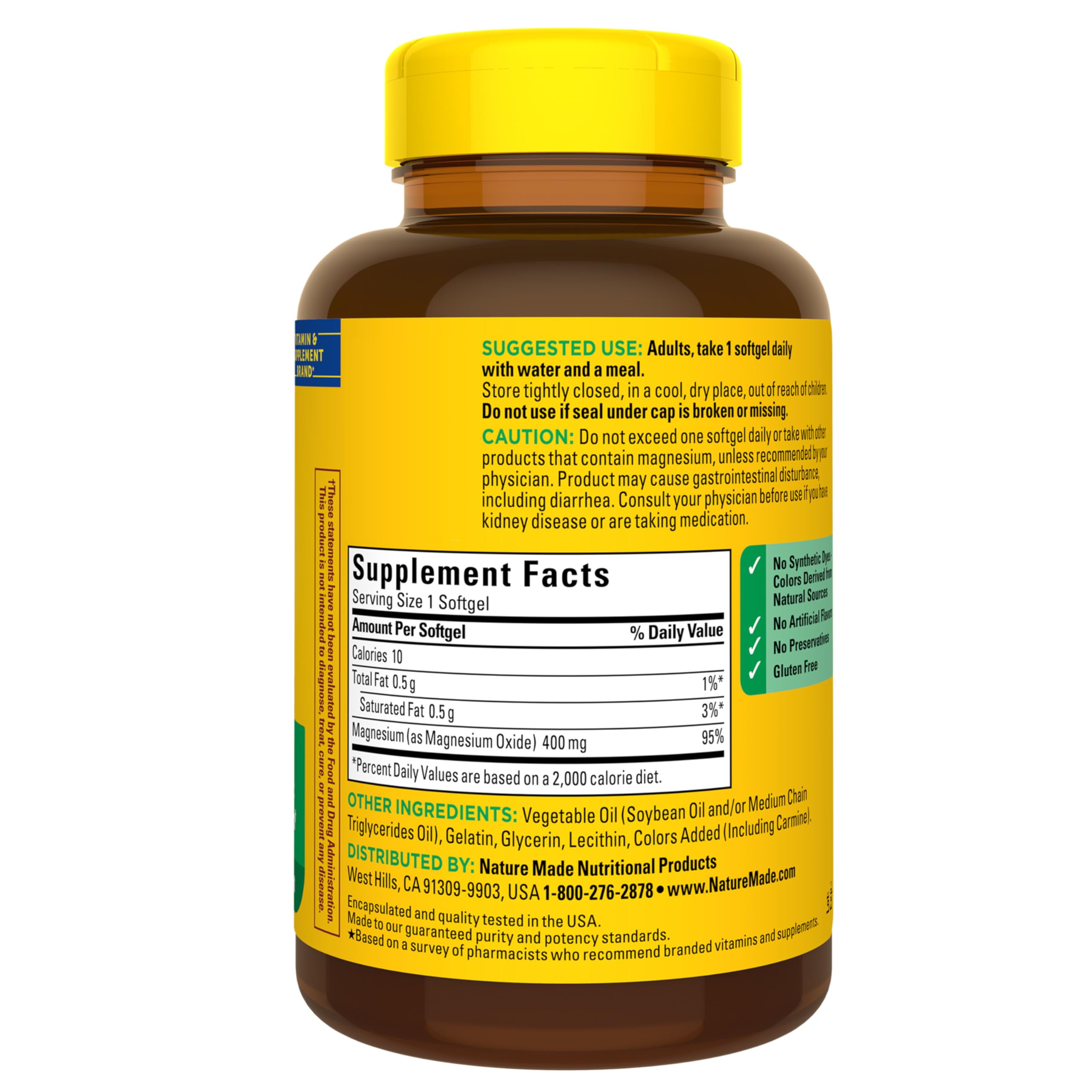 Nature Made Magnesium Oxide 400 mg Softgels, Extra Strength Magnesium Supplements for Men and Women, Support for Muscle, Nerve, Bone and Heart, 110 Day Supply Nature MadeBuy Supplements Australia