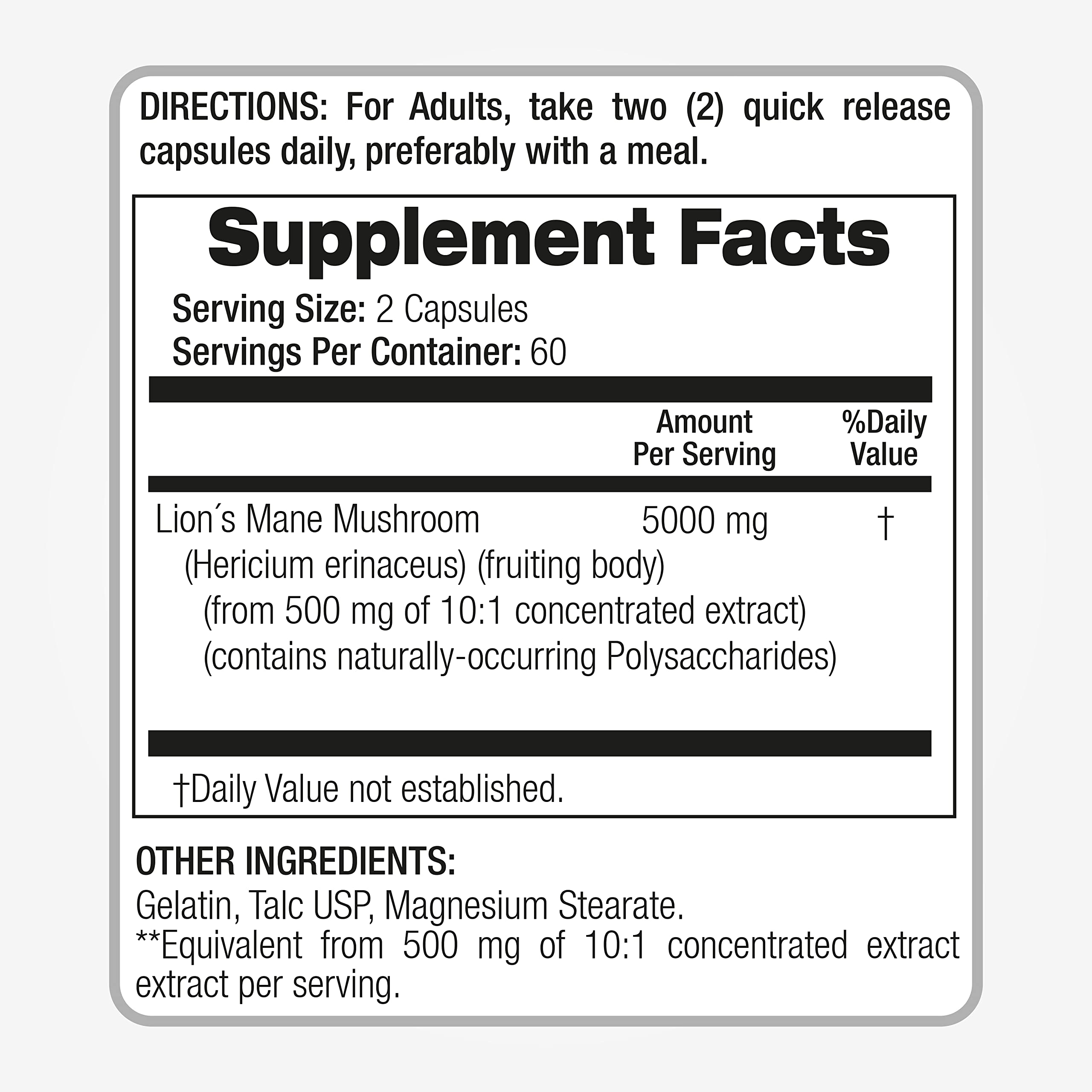 Lab | Lions Mane | 5000 mg per Serving | 120 Capsules | lions mane supplement | lions mane FITO MEDIC'SBuy Supplements Australia